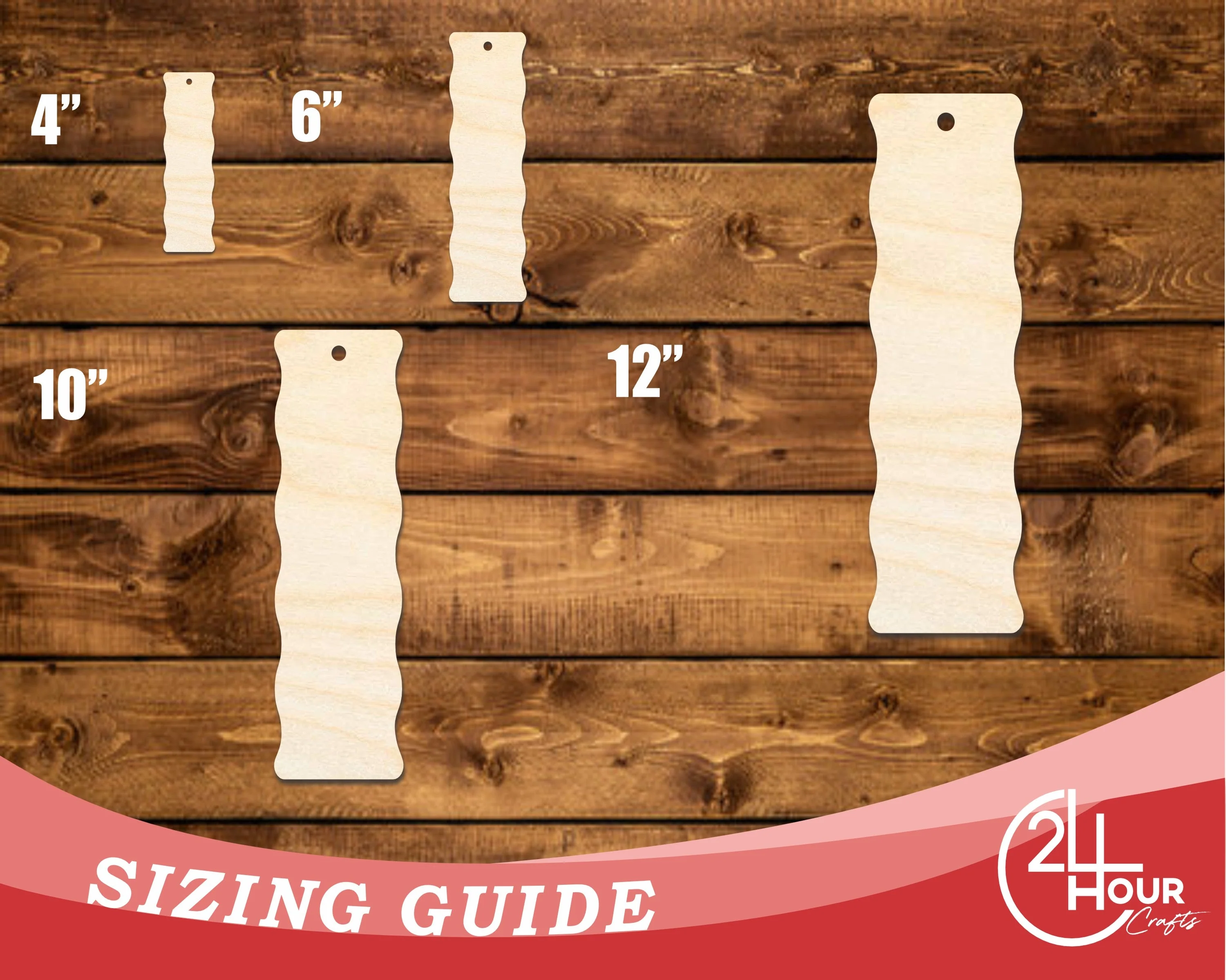 Unfinished Wood Wavy Side Bookmark Shape | DIY Craft Cutout | up to 12" DIY - Image 3