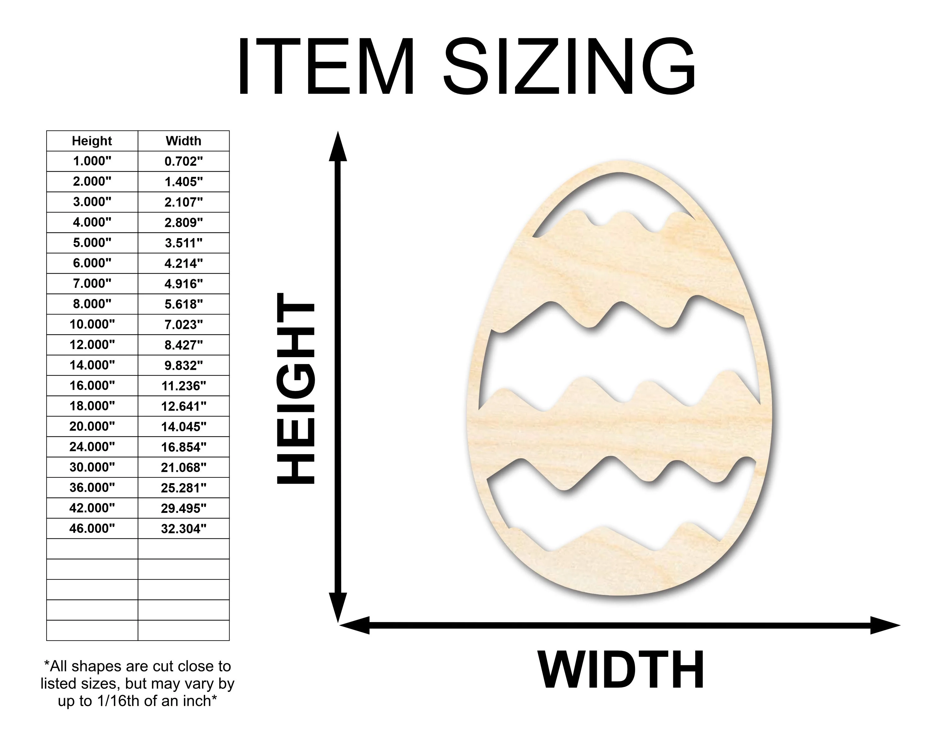 Unfinished Wood Wavy Striped Egg Shape - Easter Craft - up to 46" DIY - Image 2