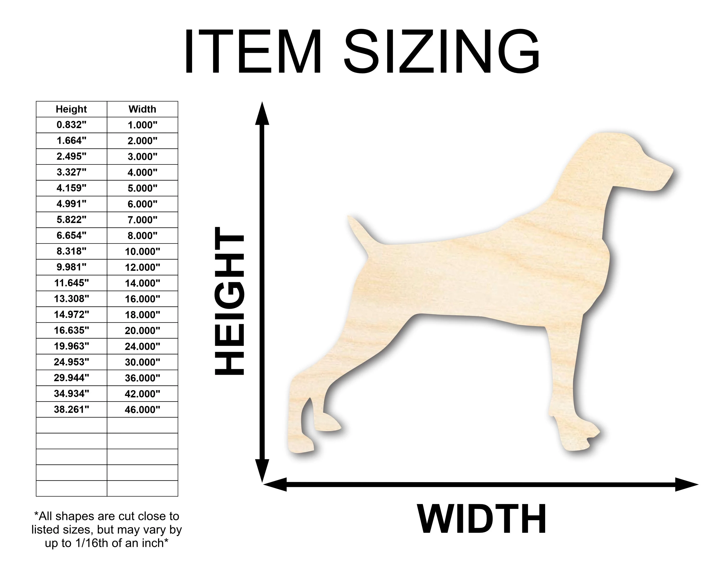 Unfinished Wood Weimaraner Dog Shape - Pet Craft - up to 46" - Image 2