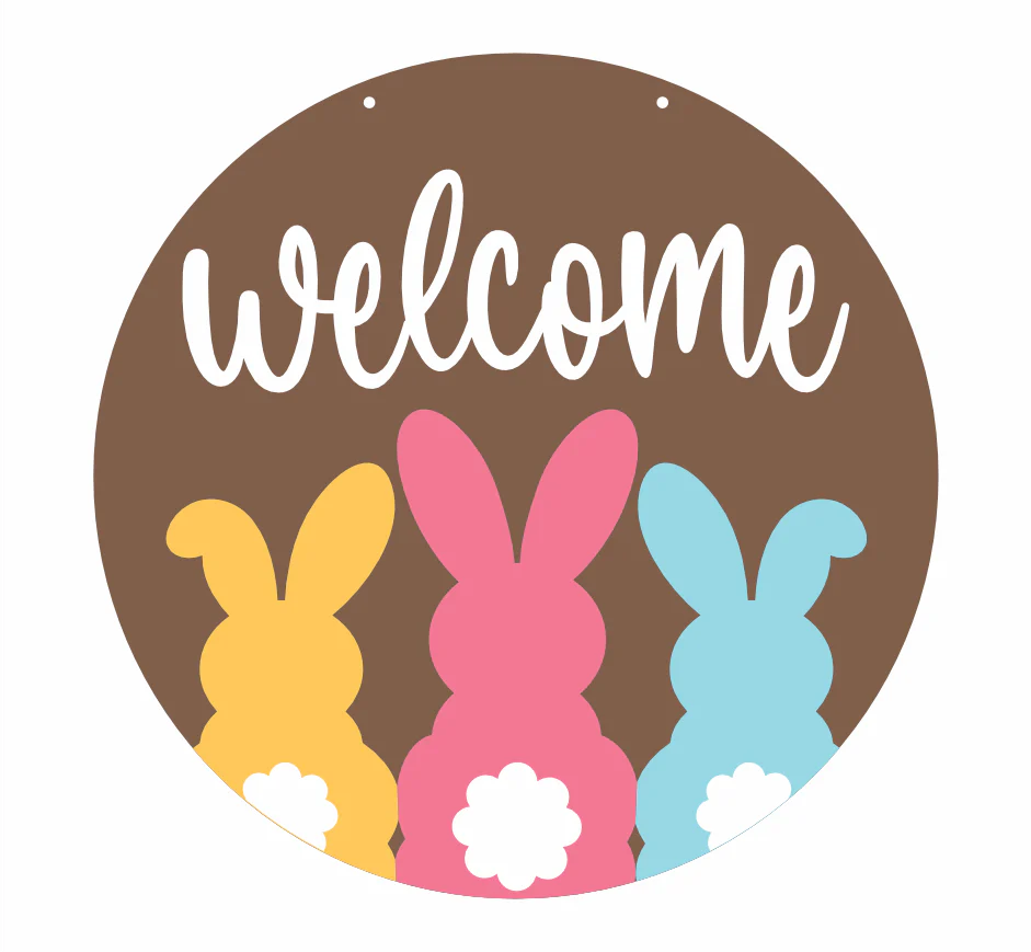 Unfinished Wood Welcome Bunnies Door Sign Kit | Wood Craft Cutouts | 1/4" Thick | - Image 2