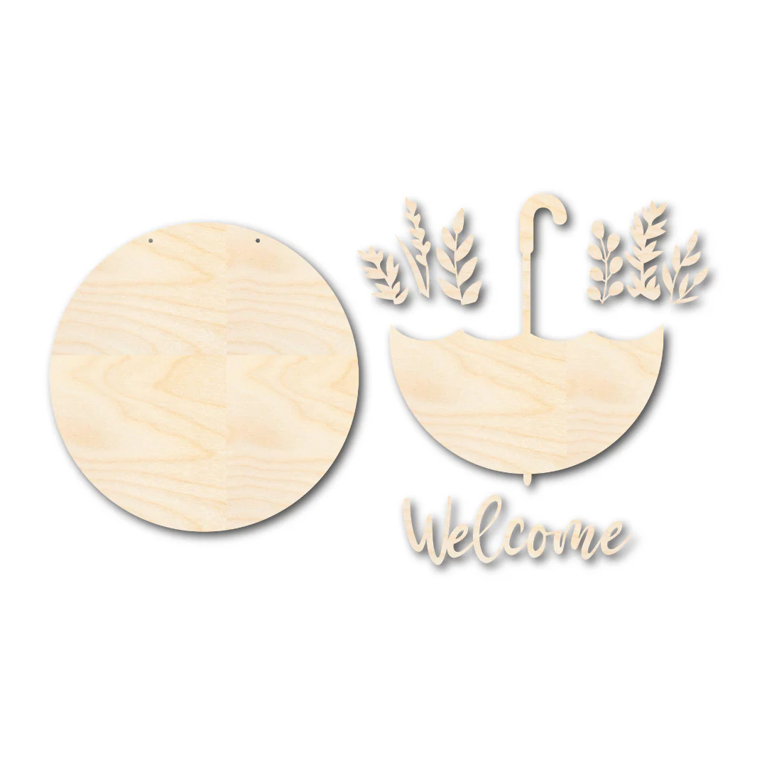 Unfinished Wood Welcome Spring Door Sign Kit | Wood Craft Cutouts | 1/4" Thick | - Image 3