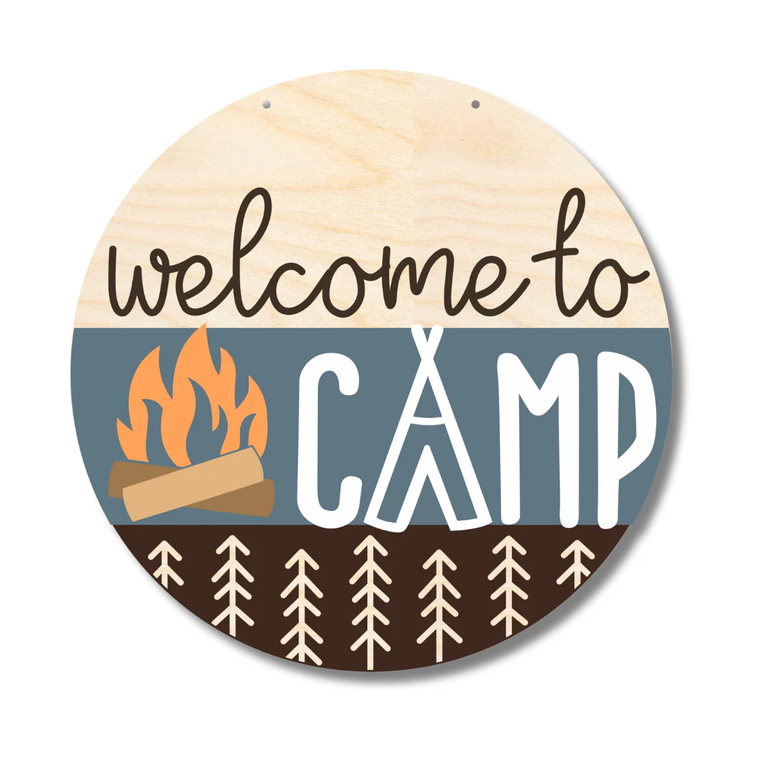 Unfinished Wood Welcome to Camp Door Sign Kit | Wood Craft Cutouts | 1/4" Thick | - Image 2