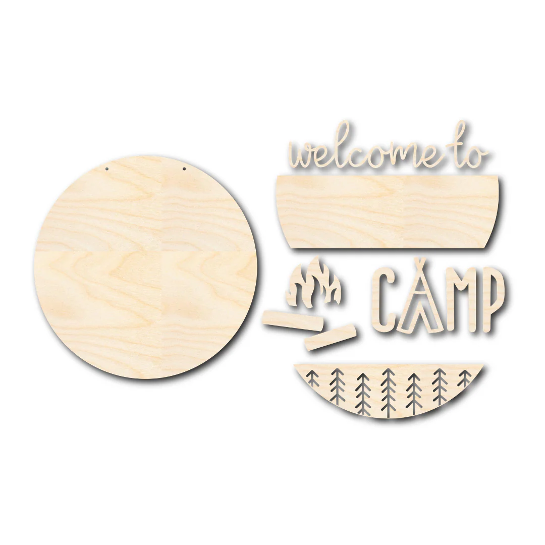 Unfinished Wood Welcome to Camp Door Sign Kit | Wood Craft Cutouts | 1/4" Thick | - Image 3