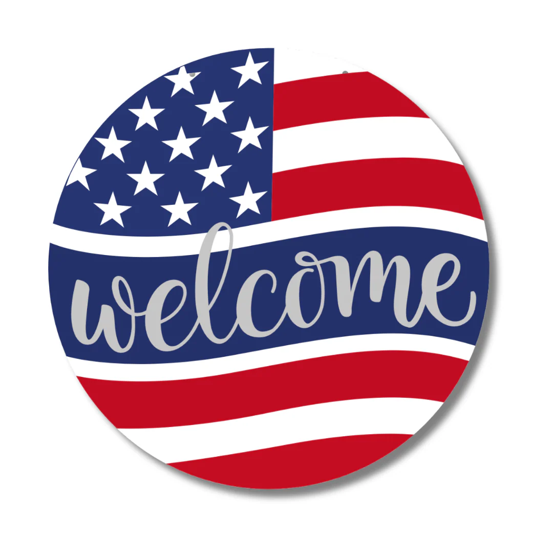 Unfinished Wood Welcome USA Flag Door Sign Kit | Wood Craft Cutouts | 1/4" Thick | - Image 2