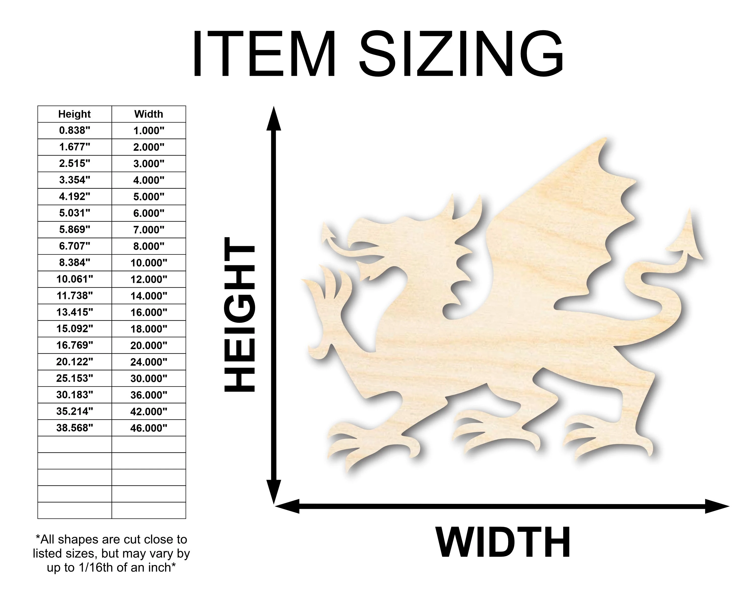 Unfinished Wood Welsh Dragon Shape - Craft - up to 46" DIY - Image 2