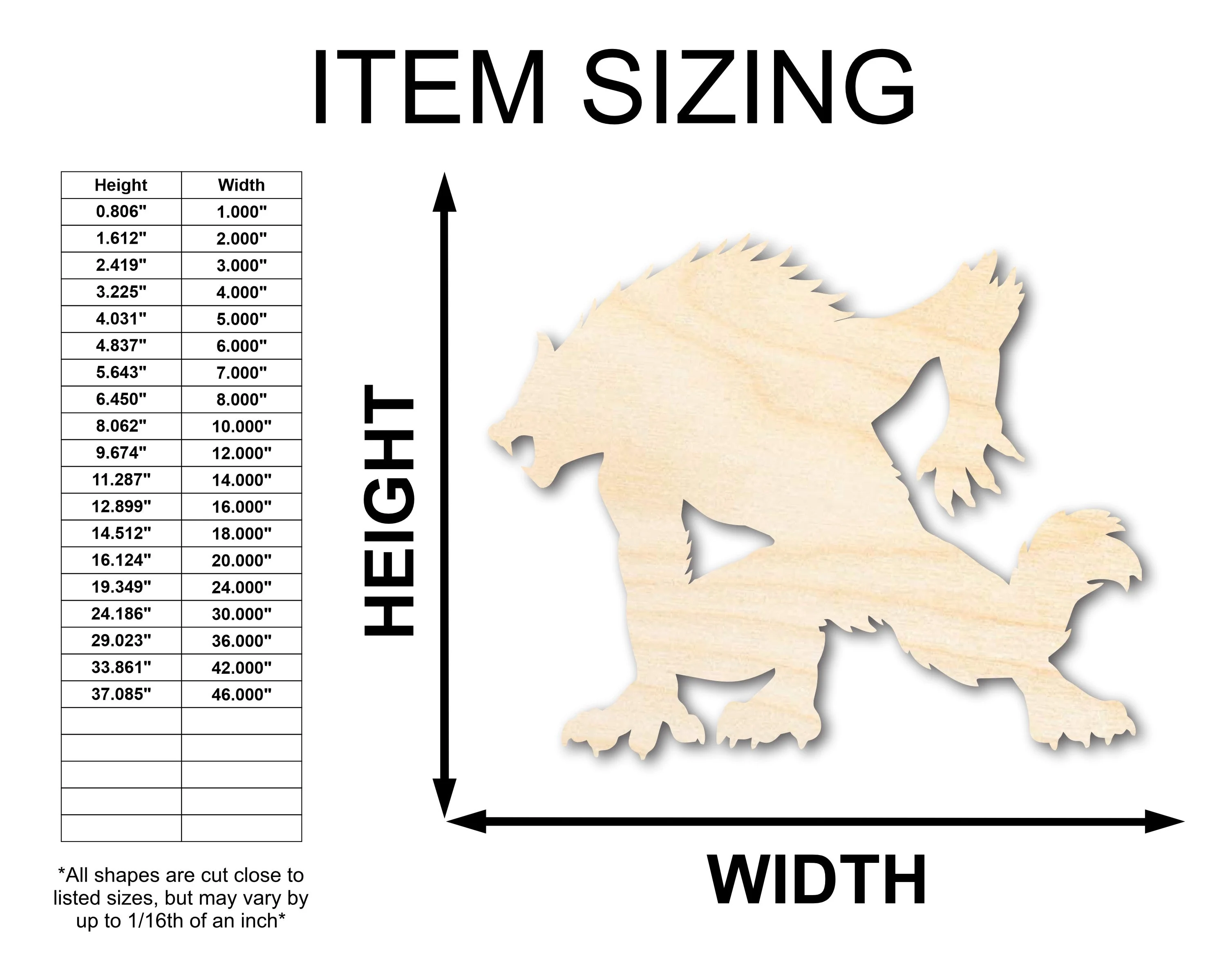 Unfinished Wood Werewolf Shape - Craft - up to 46" - Image 2