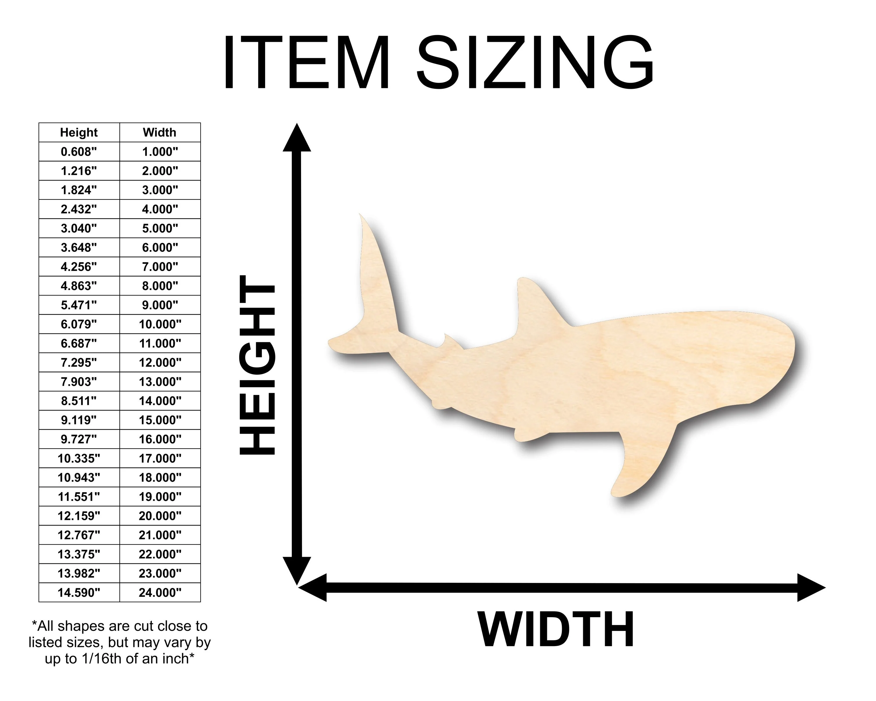 Unfinished Wood Whale Shark Shape - Craft - up to 46" DIY - Image 2