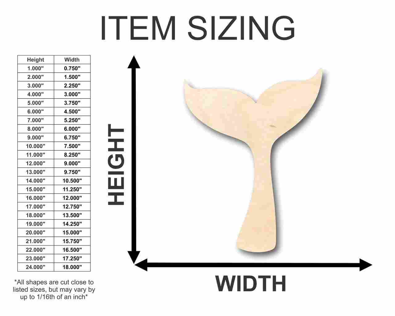 Unfinished Wood Whale Tail Shape - Ocean - Nursery - Craft - up to 46" DIY - Image 2