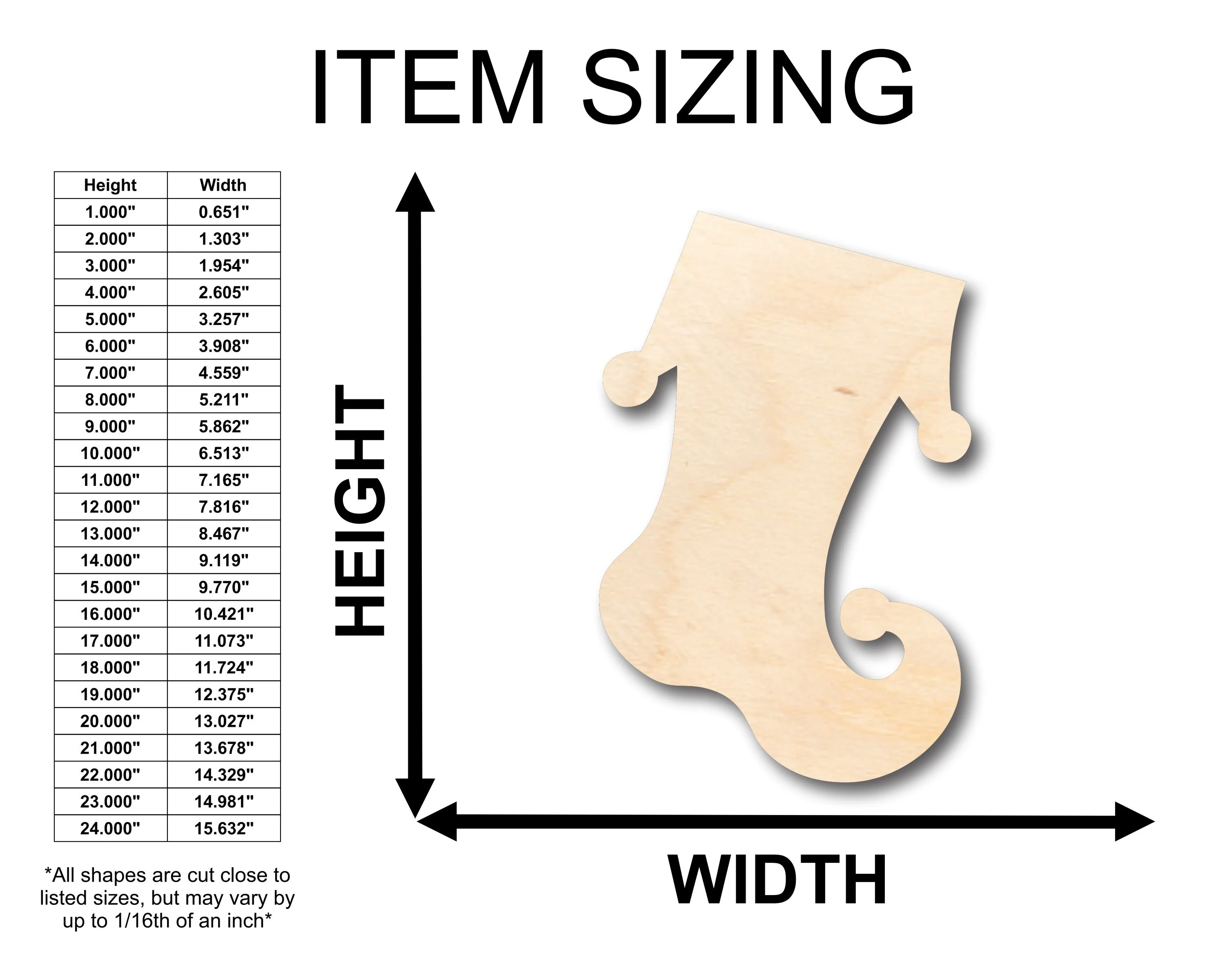 Unfinished Wood Whimsical Christmas Stocking Shape - Craft - up to 46" DIY - Image 2