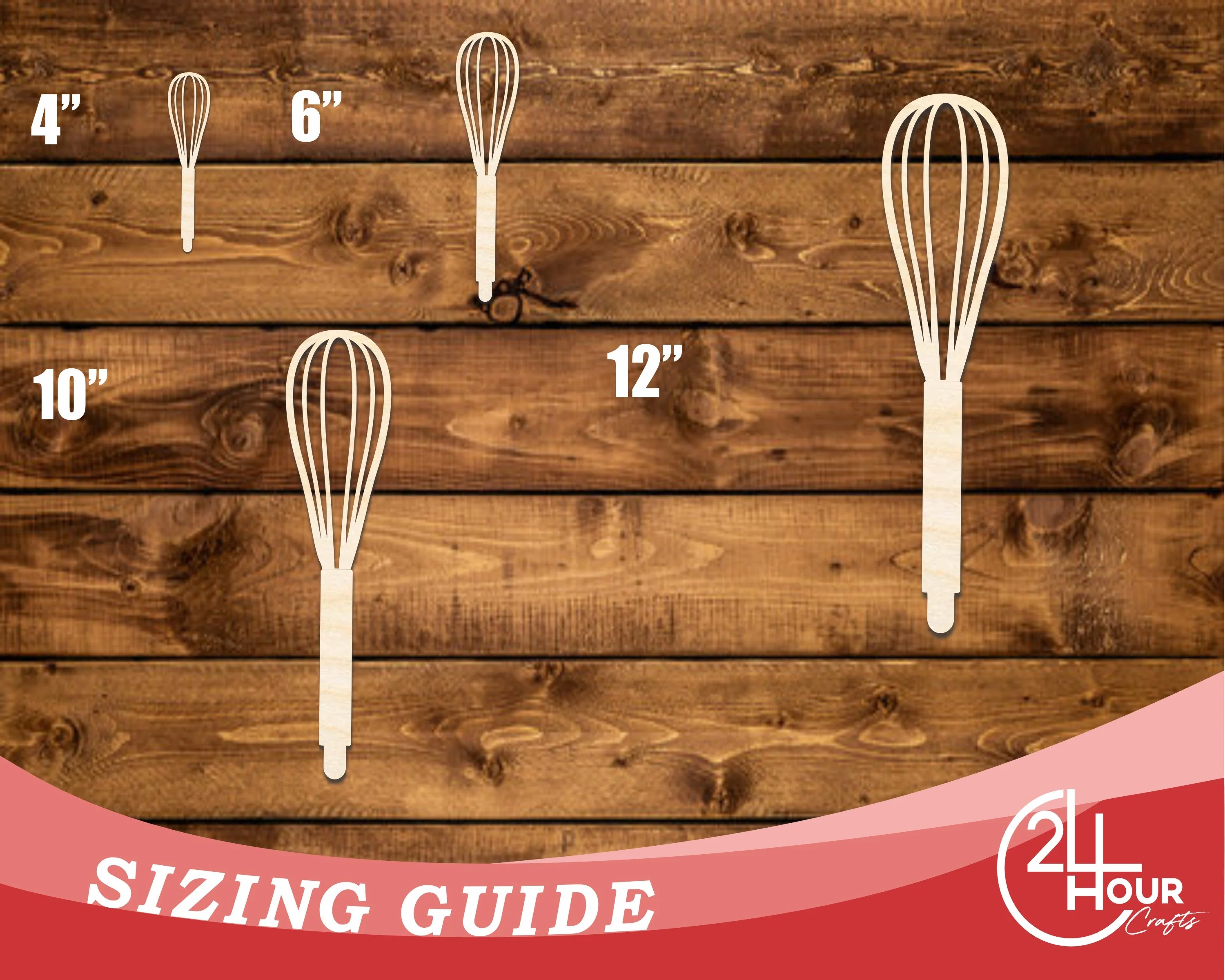 Unfinished Wood Whisk Shape | DIY Craft Cutout | up to 46" DIY - Image 3