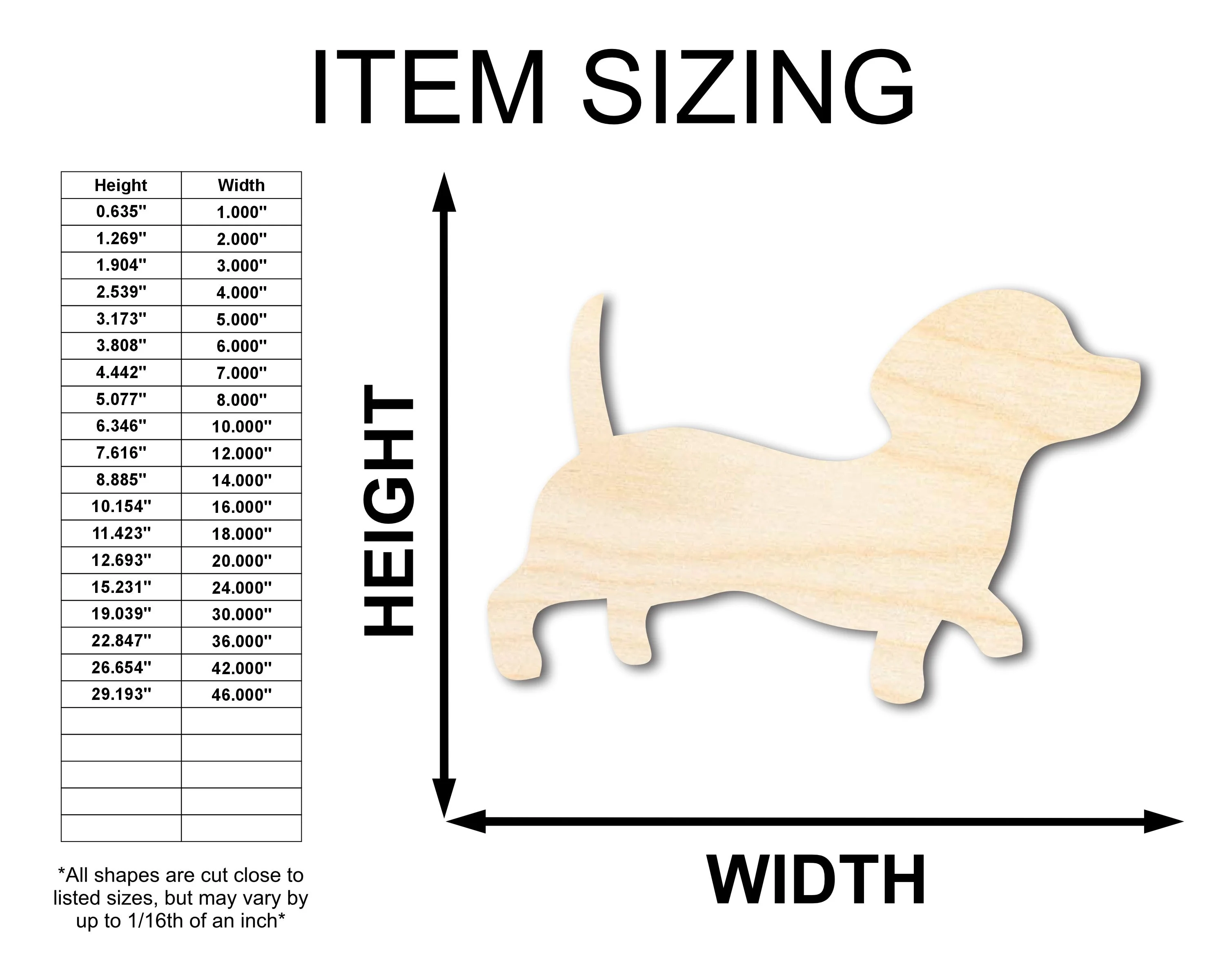 Unfinished Wood Wiener Dog Silhouette | DIY Dog Craft Cutout | up to 46" DIY - Image 2