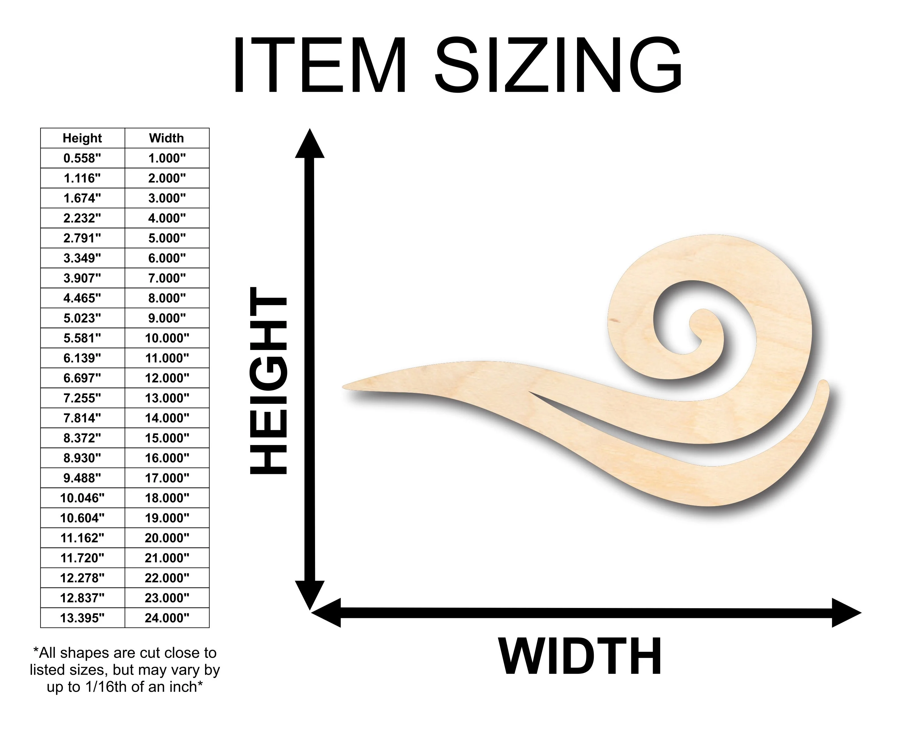 Unfinished Wood Wind Air Element Shape - Craft - up to 46" DIY - Image 2