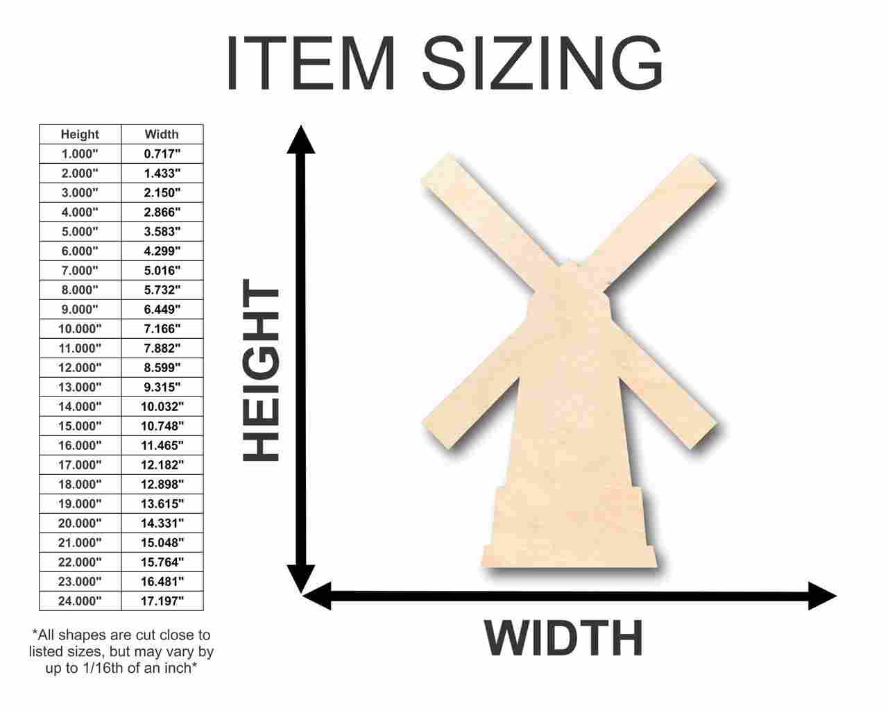 Unfinished Wood Windmill Shape - Dutch - Farm - Garden - Craft - up to 46" DIY - Image 2