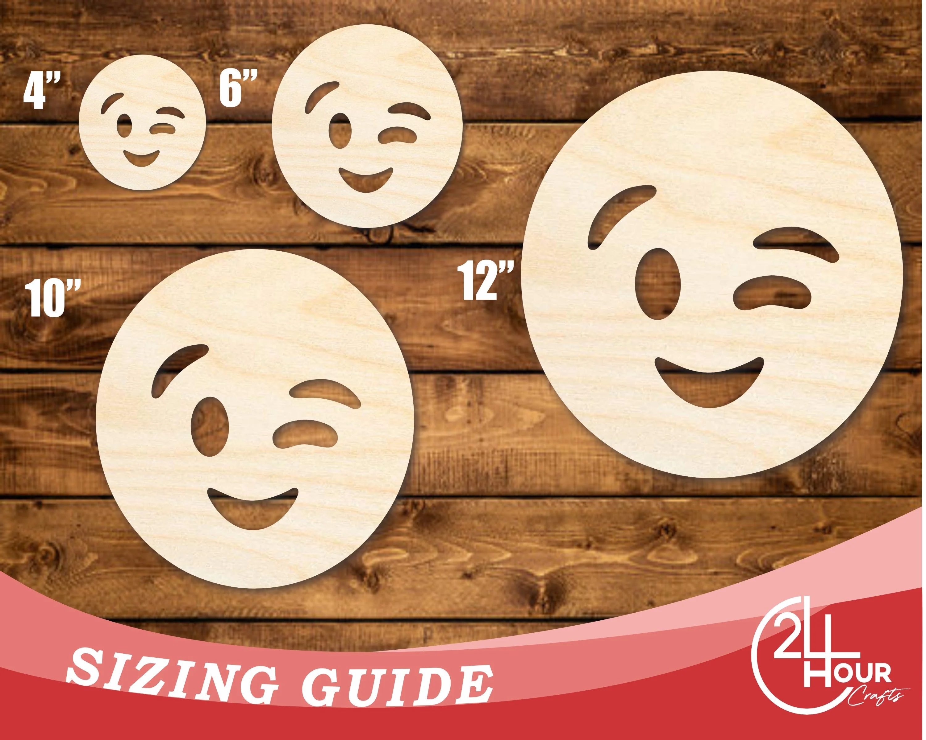 Unfinished Wood Winking Face Shape | DIY Craft Cutout | up to 46" DIY - Image 3
