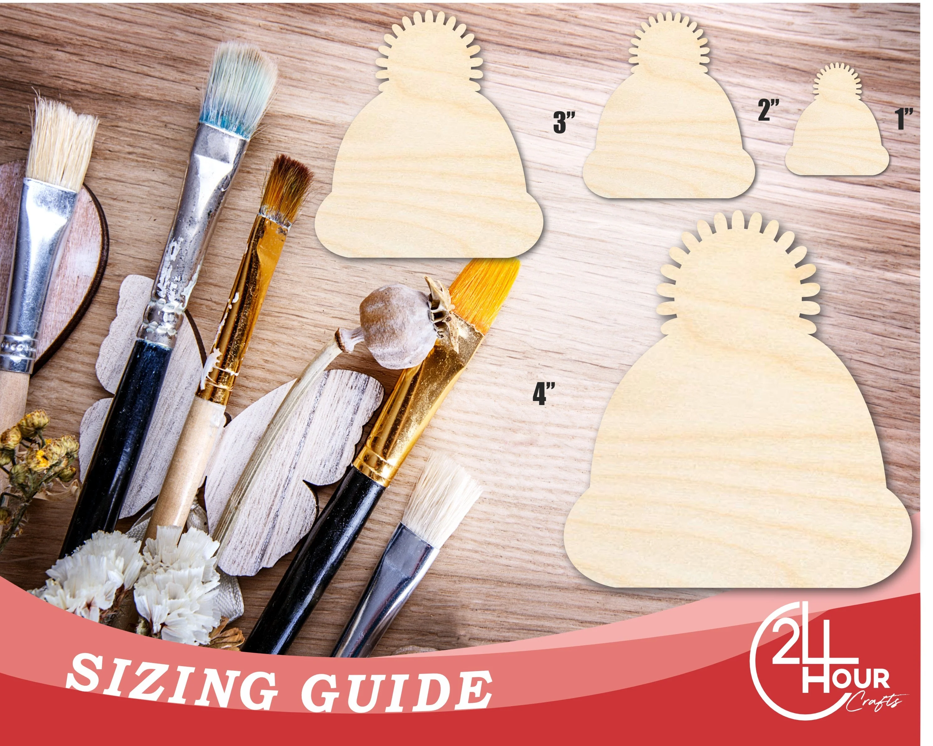 Unfinished Wood Winter Hat Silhouette | DIY Winter Craft Cutout | up to 46" DIY - Image 3