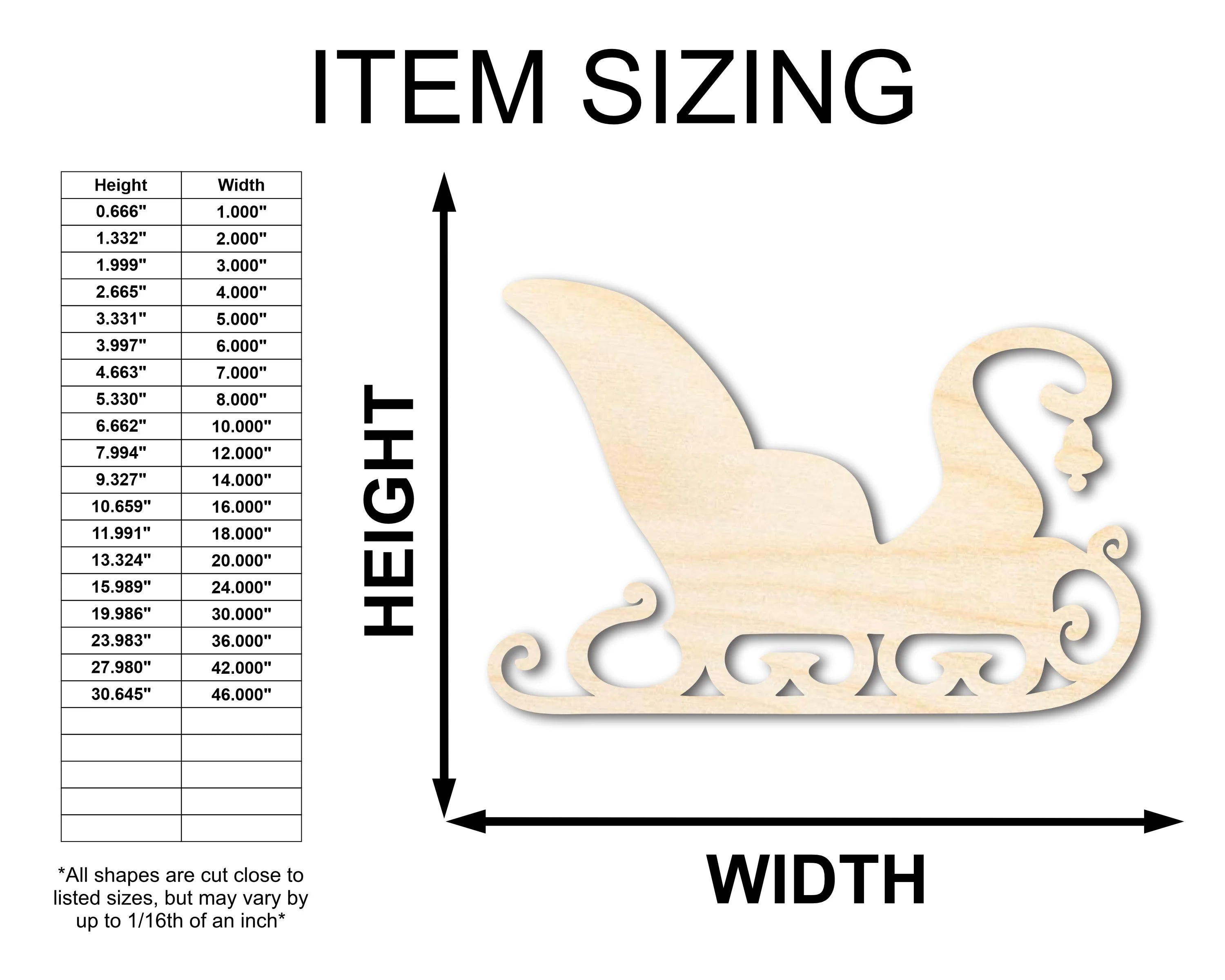 Unfinished Wood Winter Sleigh Shape - Craft - up to 46" - Image 2