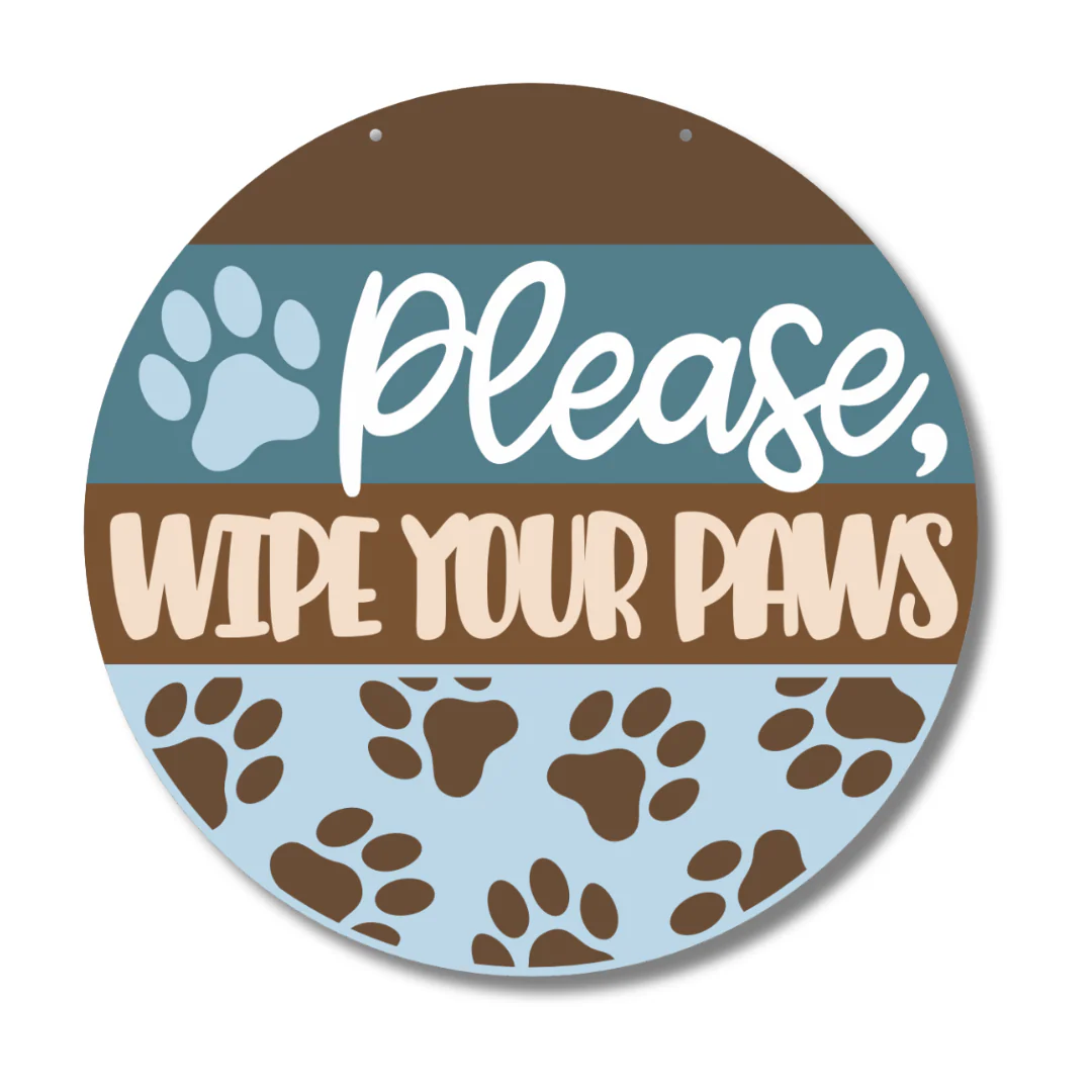 Unfinished Wood Wipe Your Paws Door Sign Kit | Wood Craft Cutouts | 1/4" Thick | - Image 2