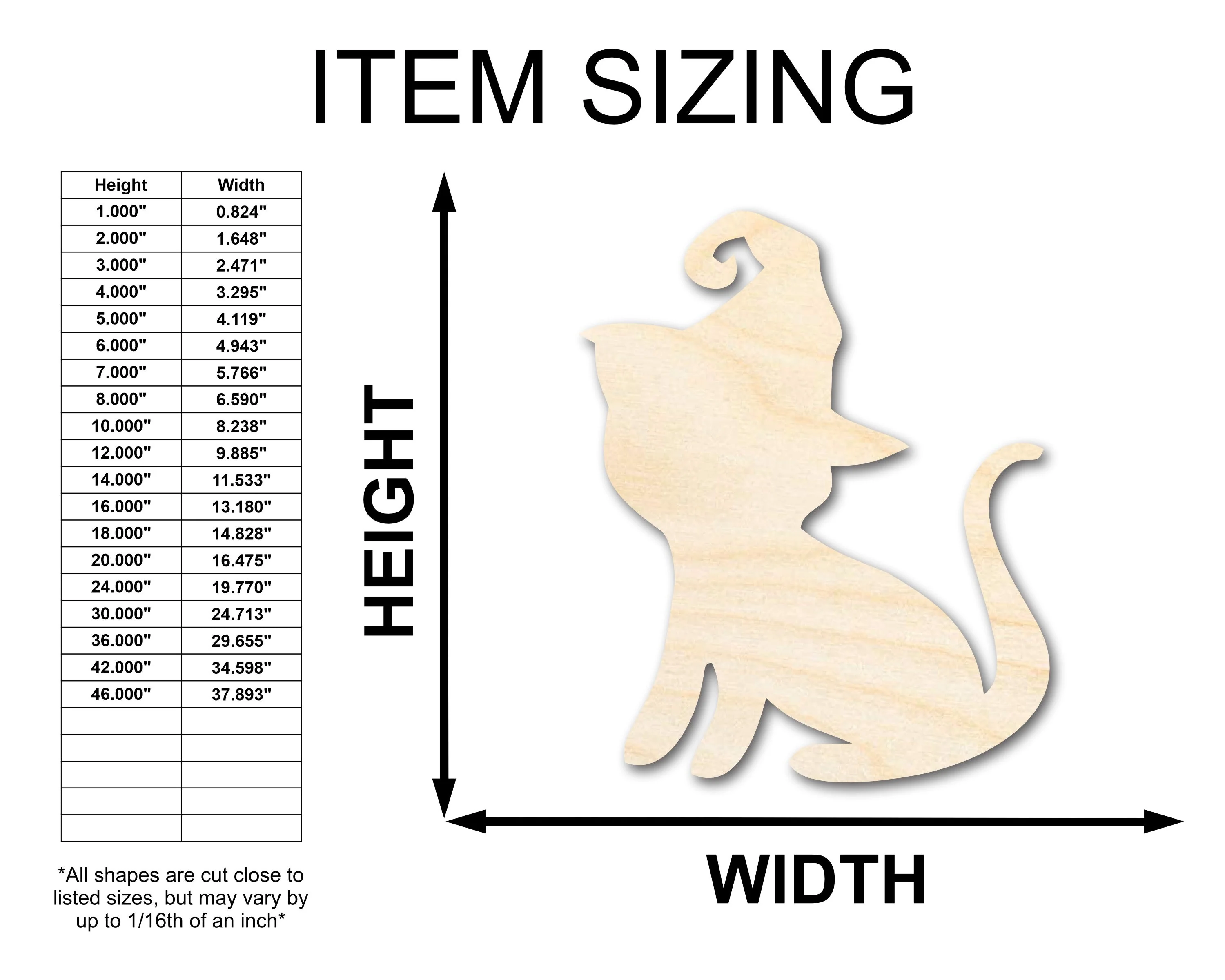 Unfinished Wood Witch Cat Shape - Craft - up to 46" - Image 2