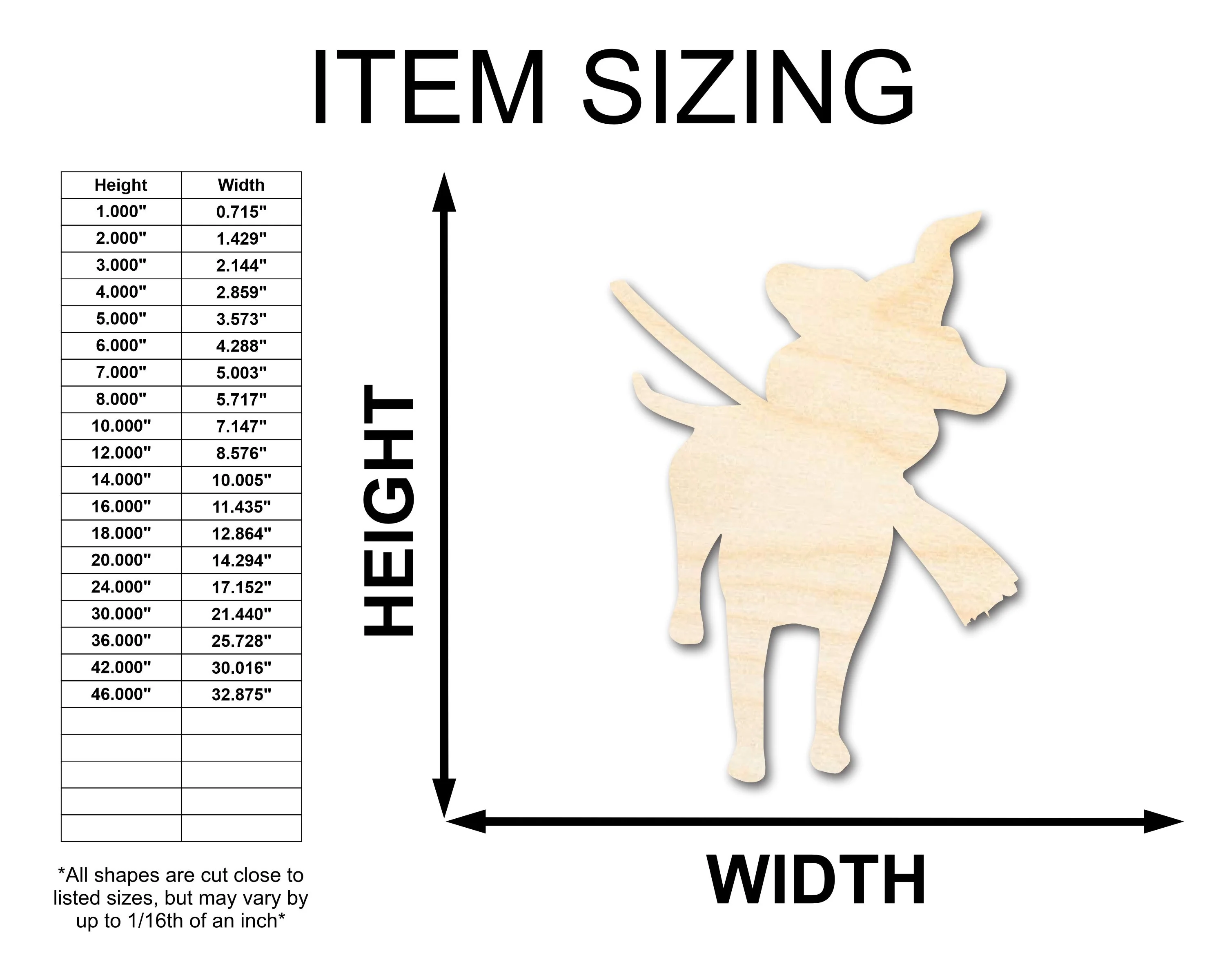 Unfinished Wood Witch Dog Shape - Craft - up to 46" - Image 2