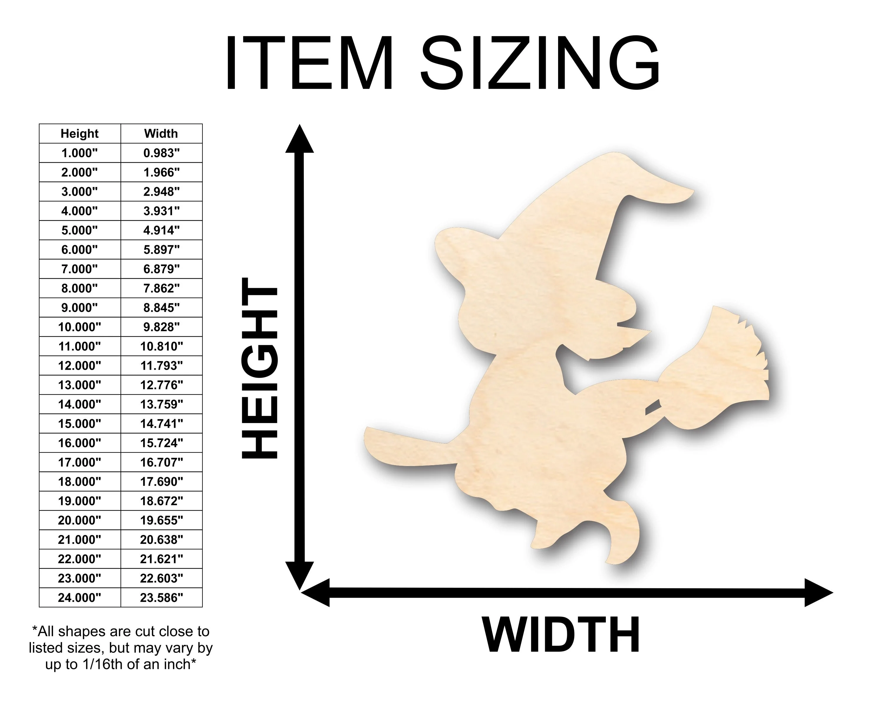 Unfinished Wood Witch Shape - Craft - up to 46" DIY - Image 2