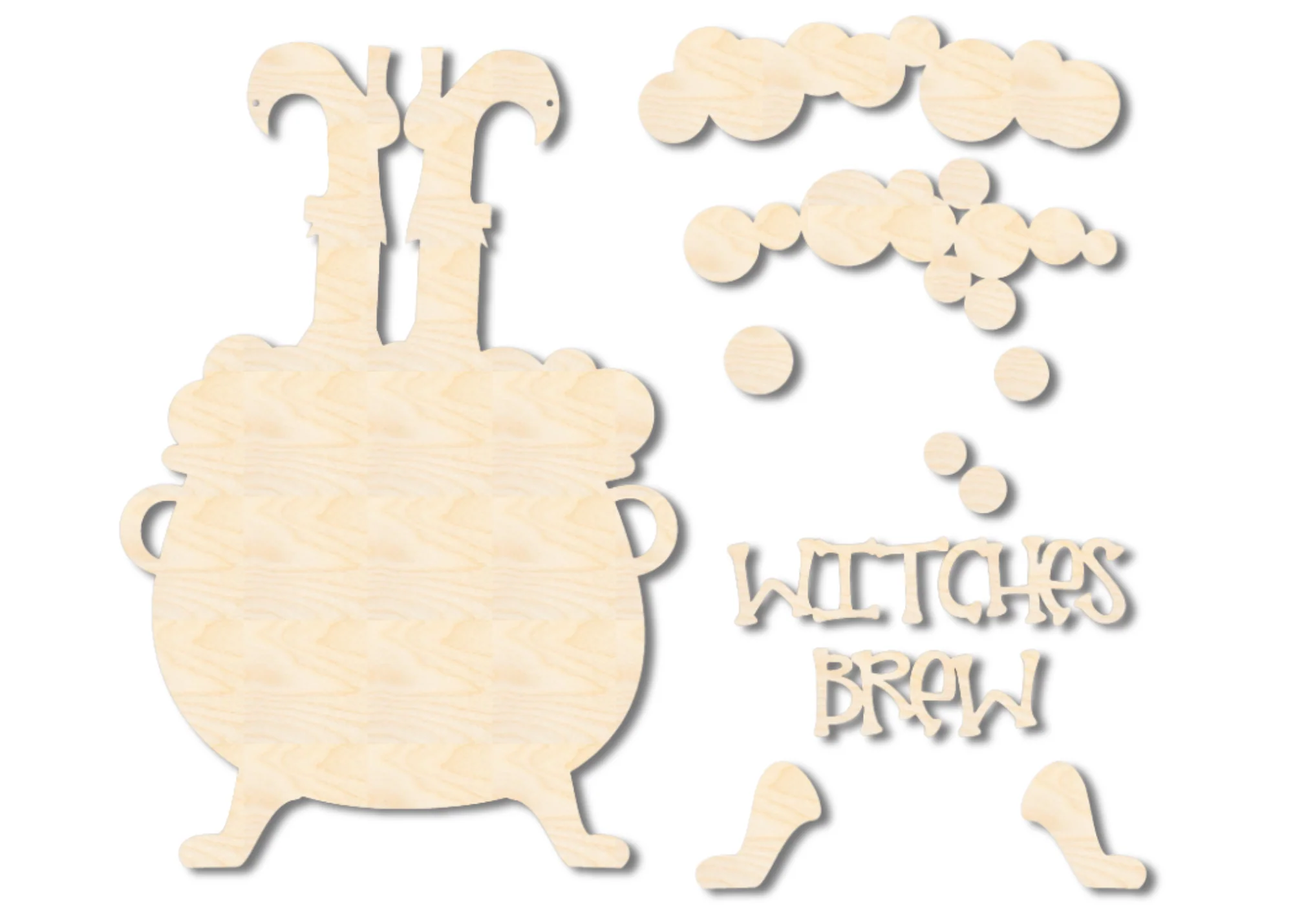 Unfinished Wood Witches Brew Door Sign Kit | Wood Craft Cutouts | 1/4" Thick | - Image 2