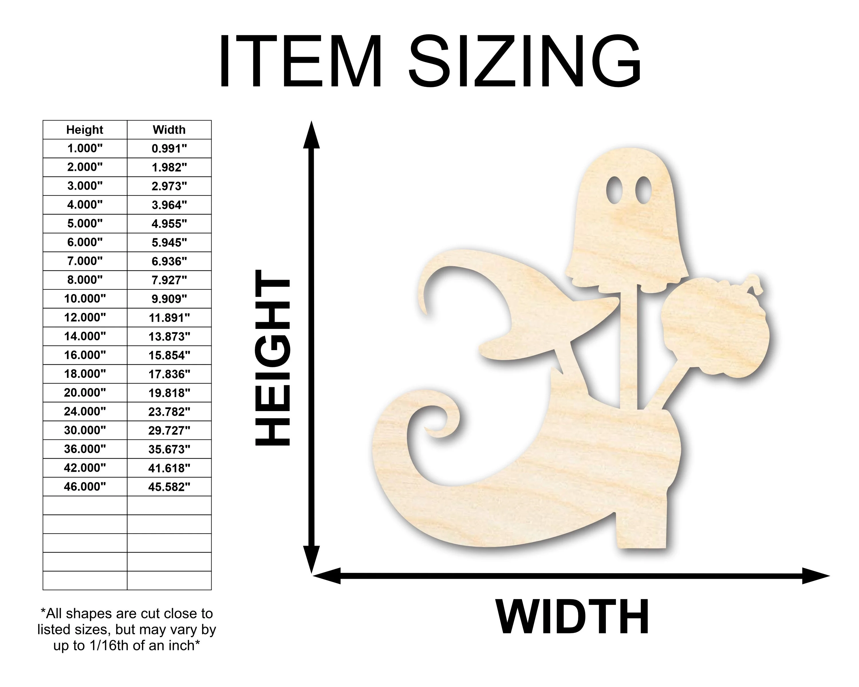 Unfinished Wood Witches Candy Shoe Shape - Craft - up to 46" - Image 2