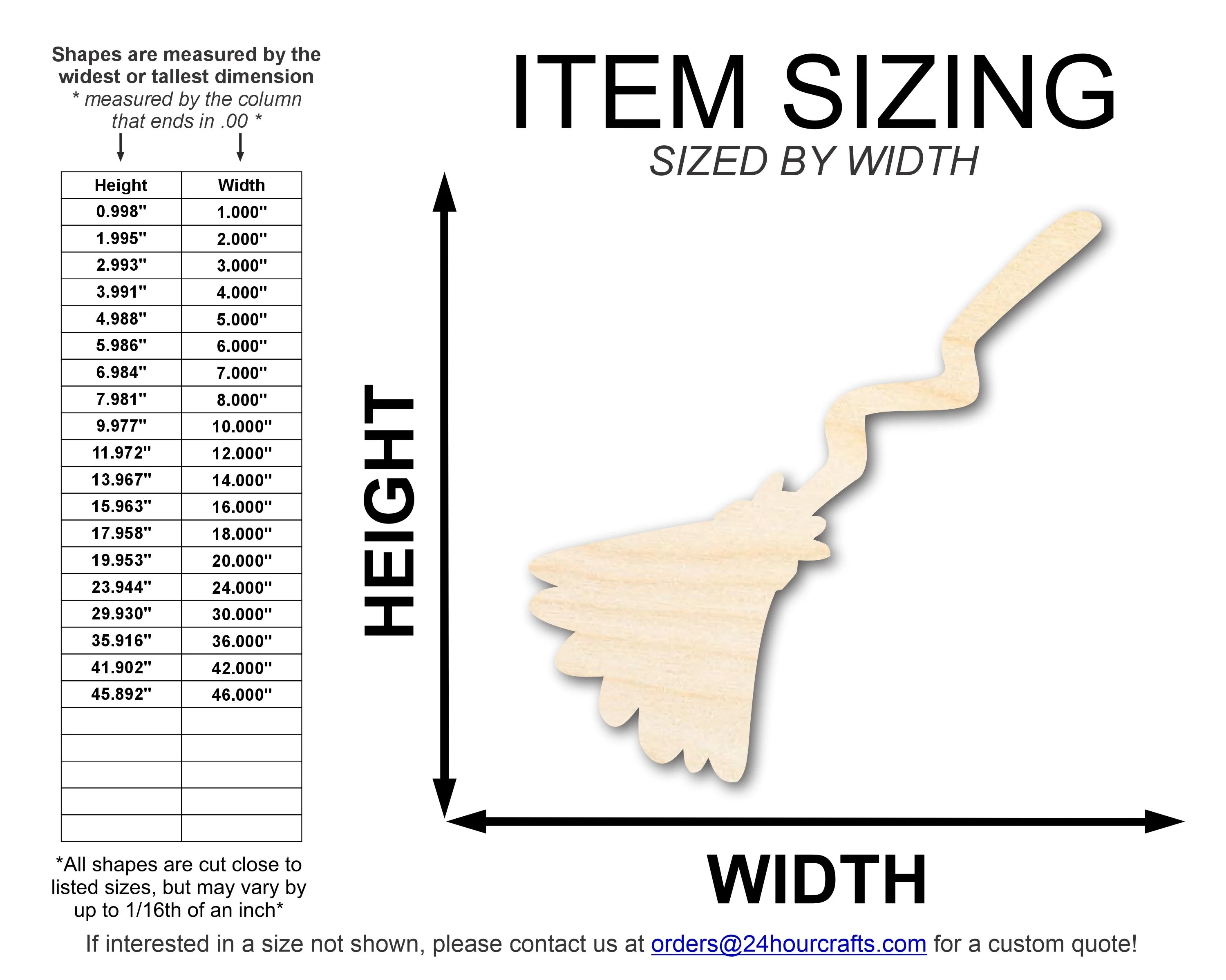 Unfinished Wood Wizard Broom Shape | DIY Craft Cutout | up to 46" DIY - Image 2