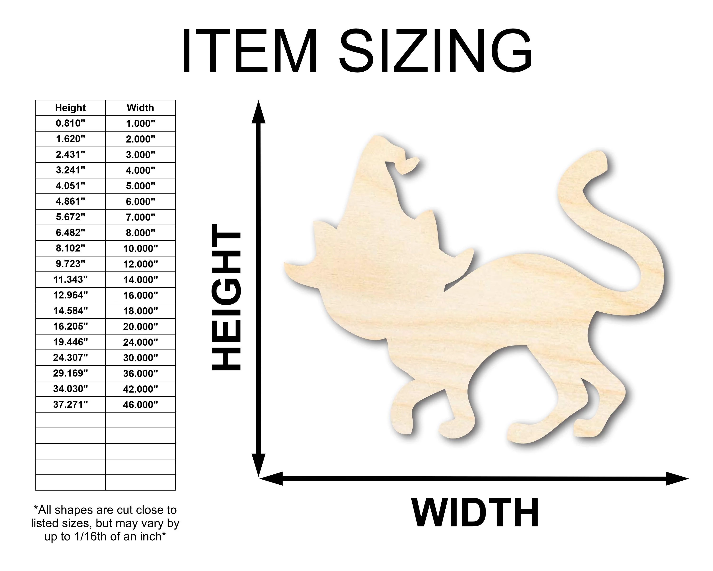 Unfinished Wood Wizard Cat Shape - Craft - up to 46" - Image 2
