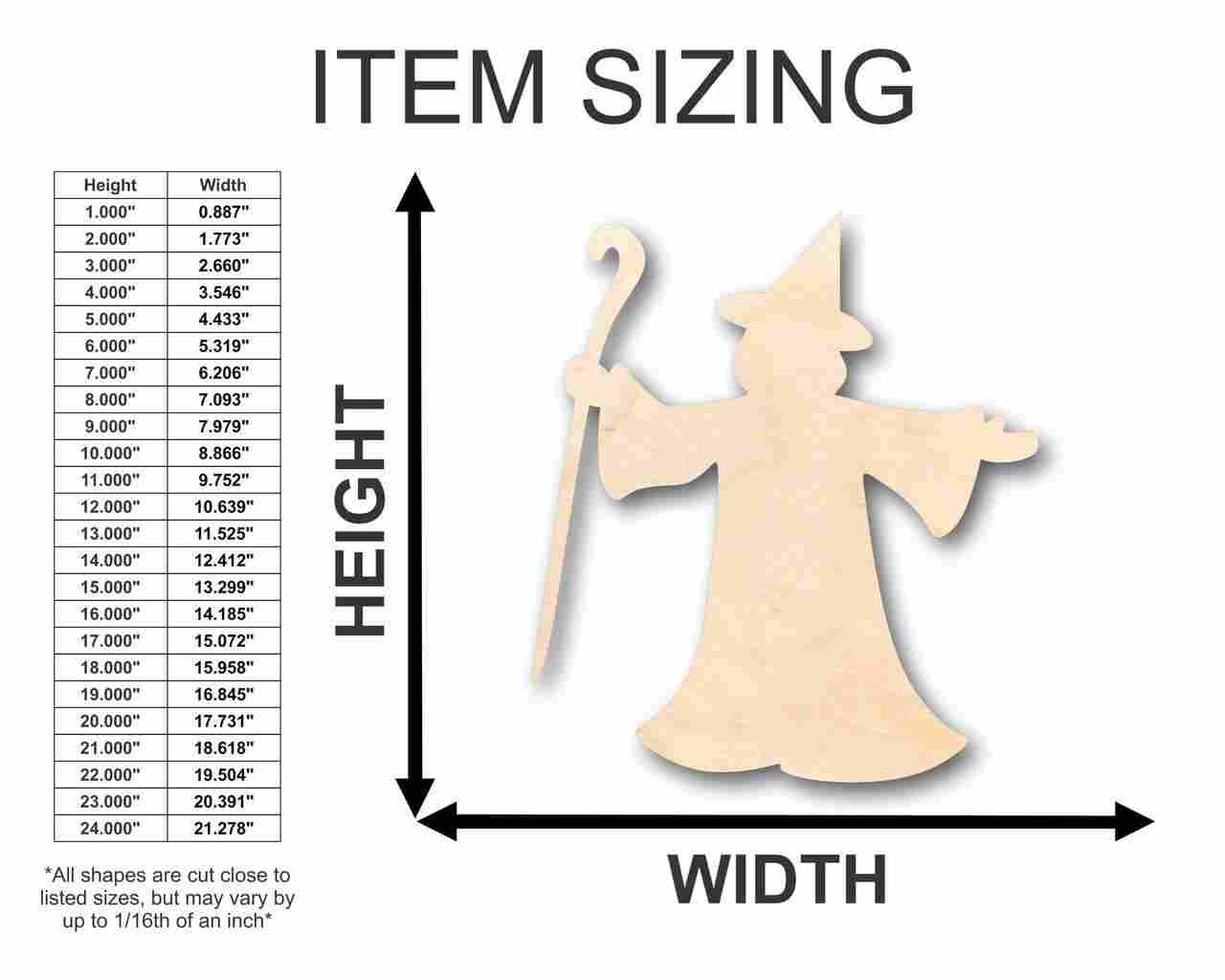 Unfinished Wood Wizard Fantasy Shape - Halloween - Craft - up to 46" DIY - Image 2