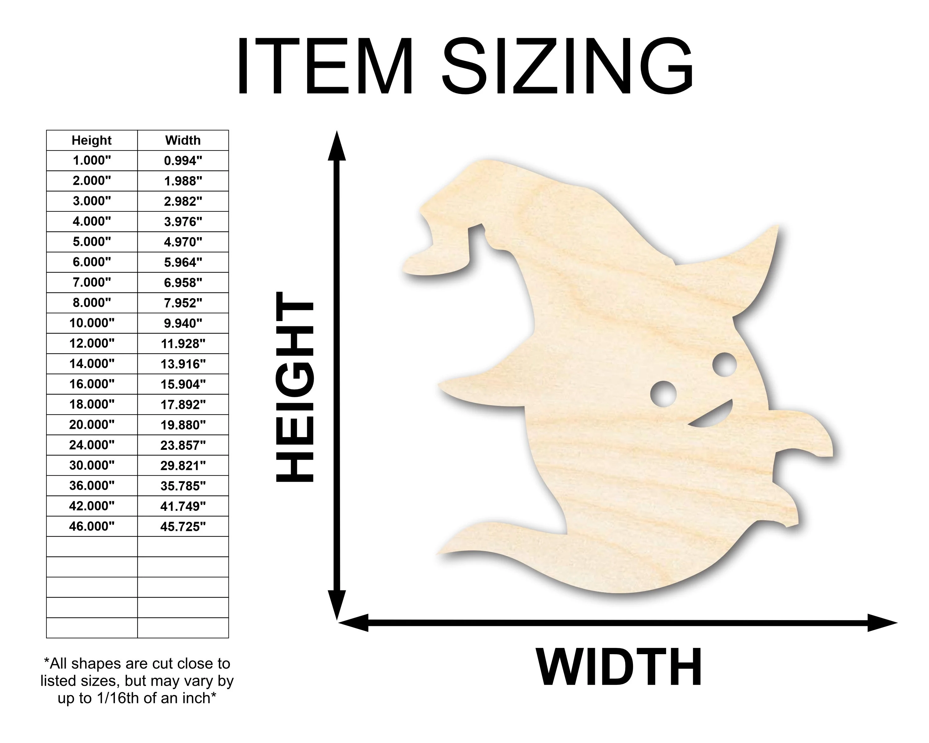 Unfinished Wood Wizard Ghost Shape - Craft - up to 46" - Image 2