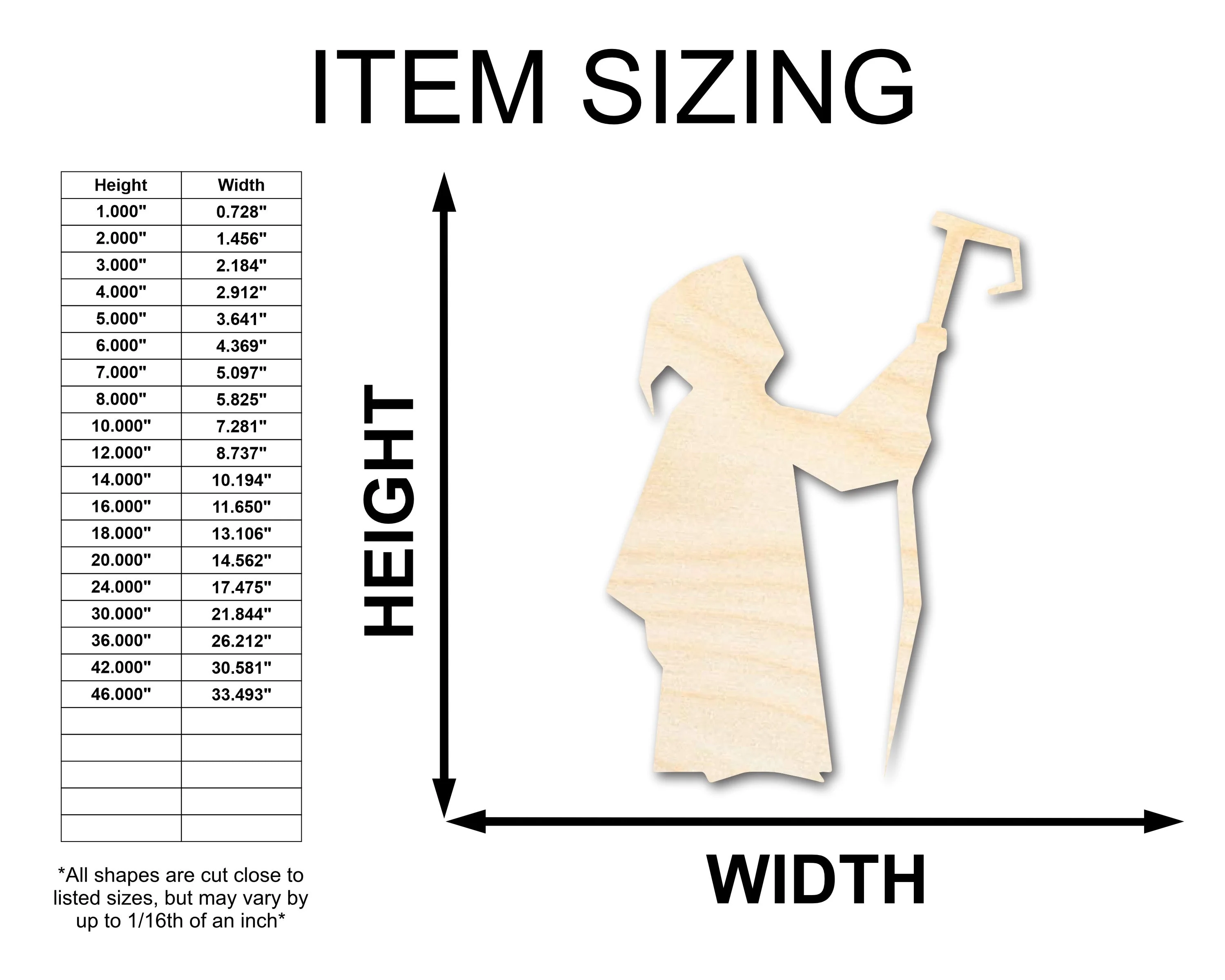 Unfinished Wood Wizard Shape - Craft - up to 46" - Image 2