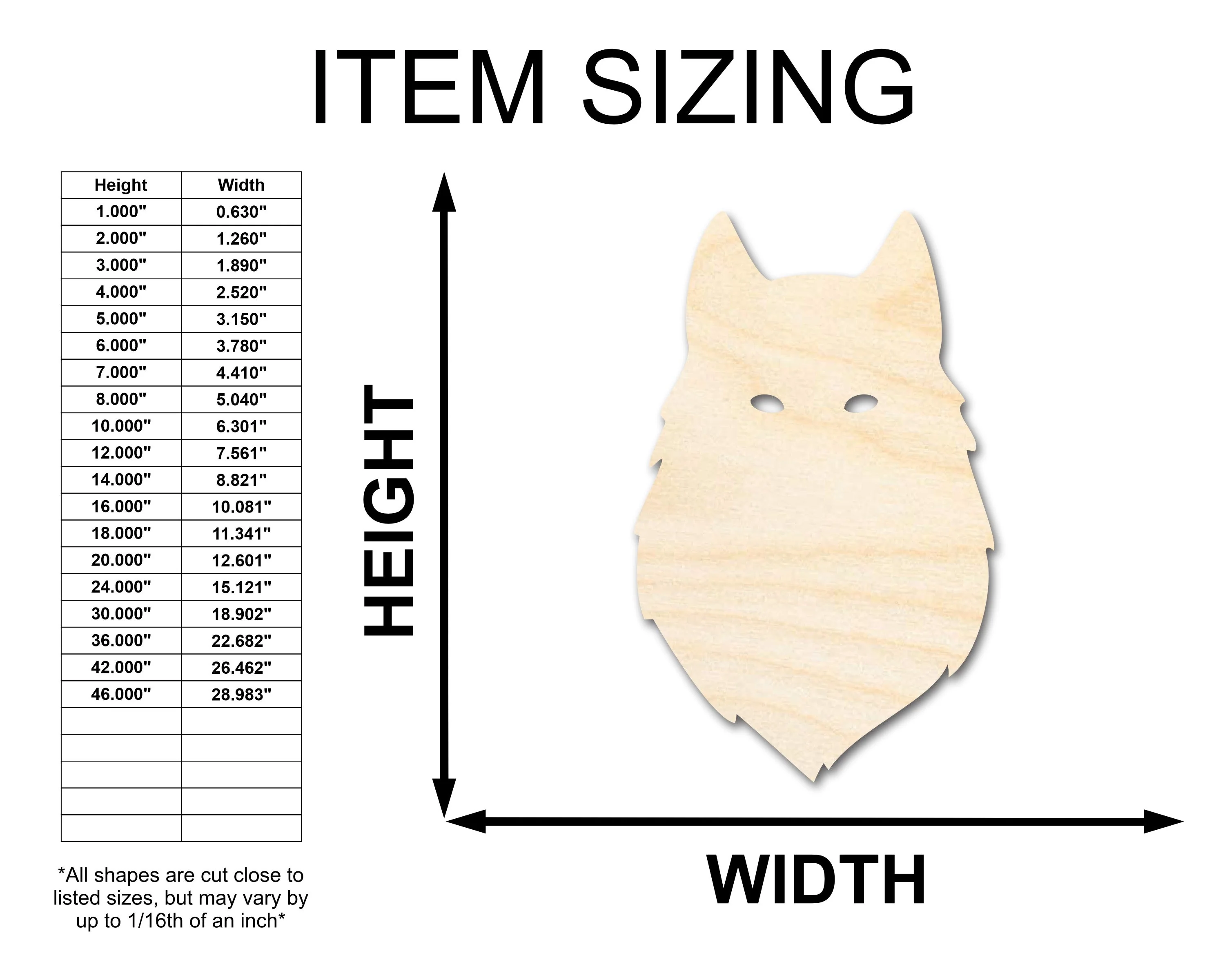 Unfinished Wood Wolf Head Shape - Animal Craft - up to 46" DIY - Image 2