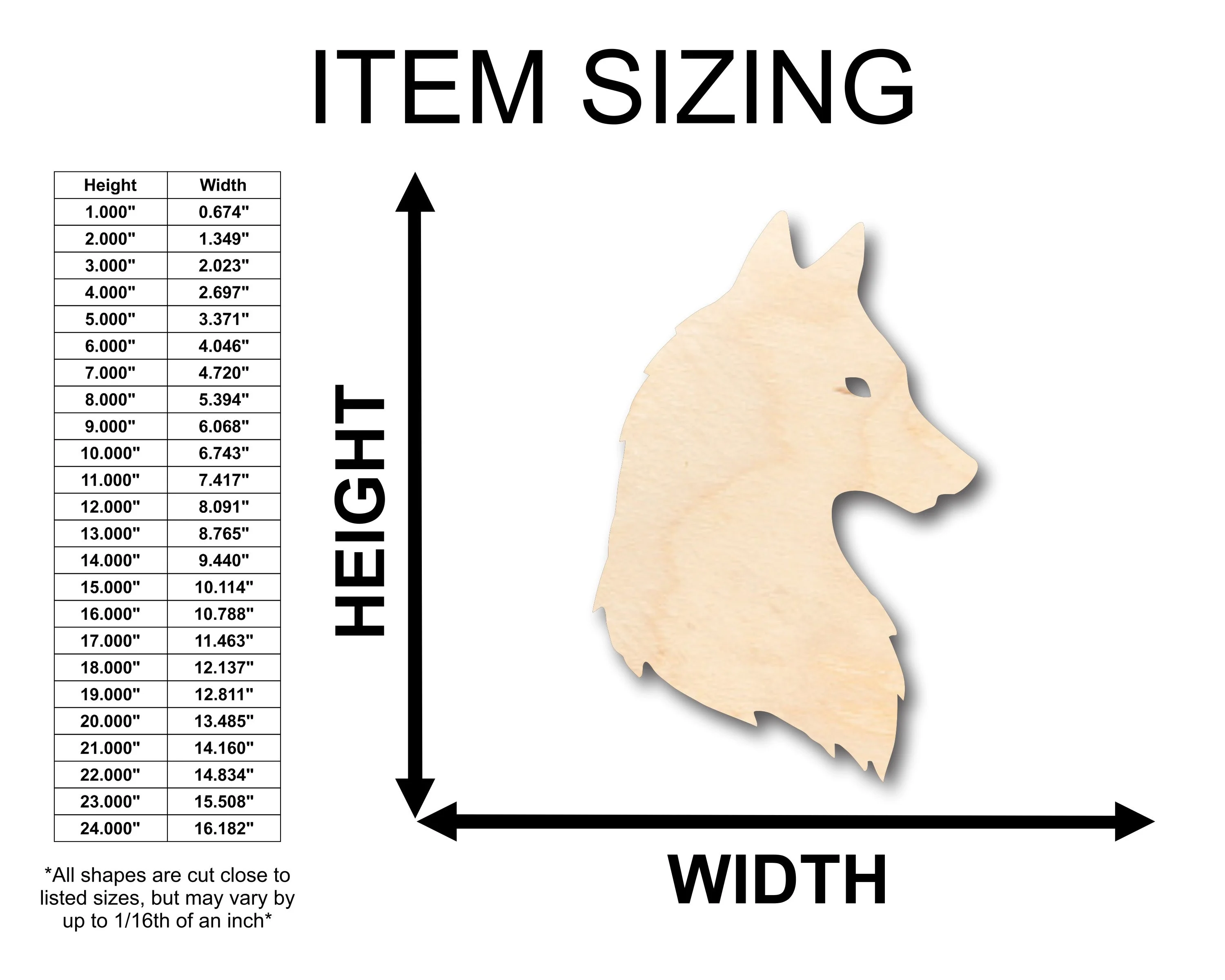 Unfinished Wood Wolf Head Side Silhouette Shape - Craft - up to 46" DIY - Image 2