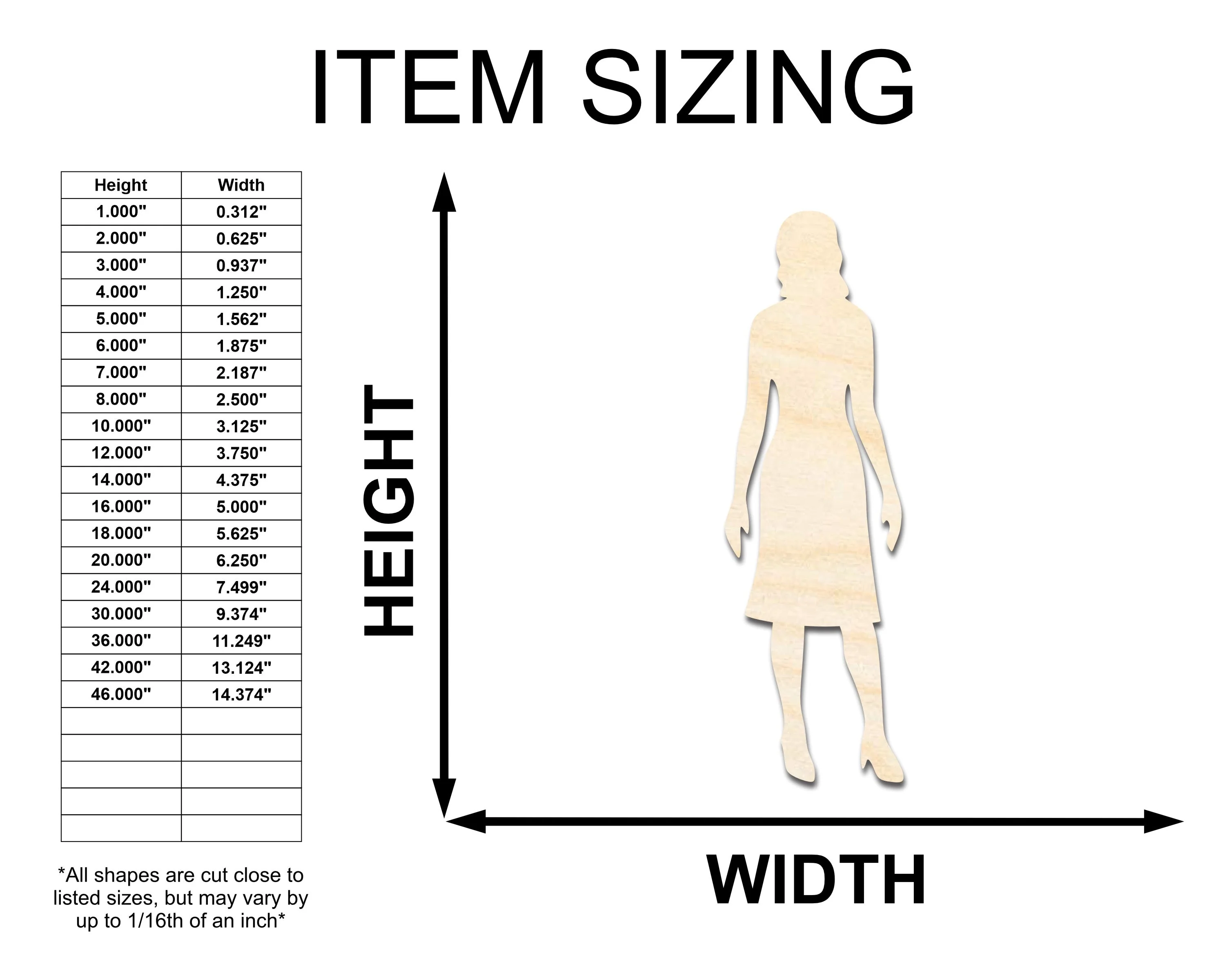 Unfinished Wood Woman Shape - Craft - up to 46" DIY - Image 2