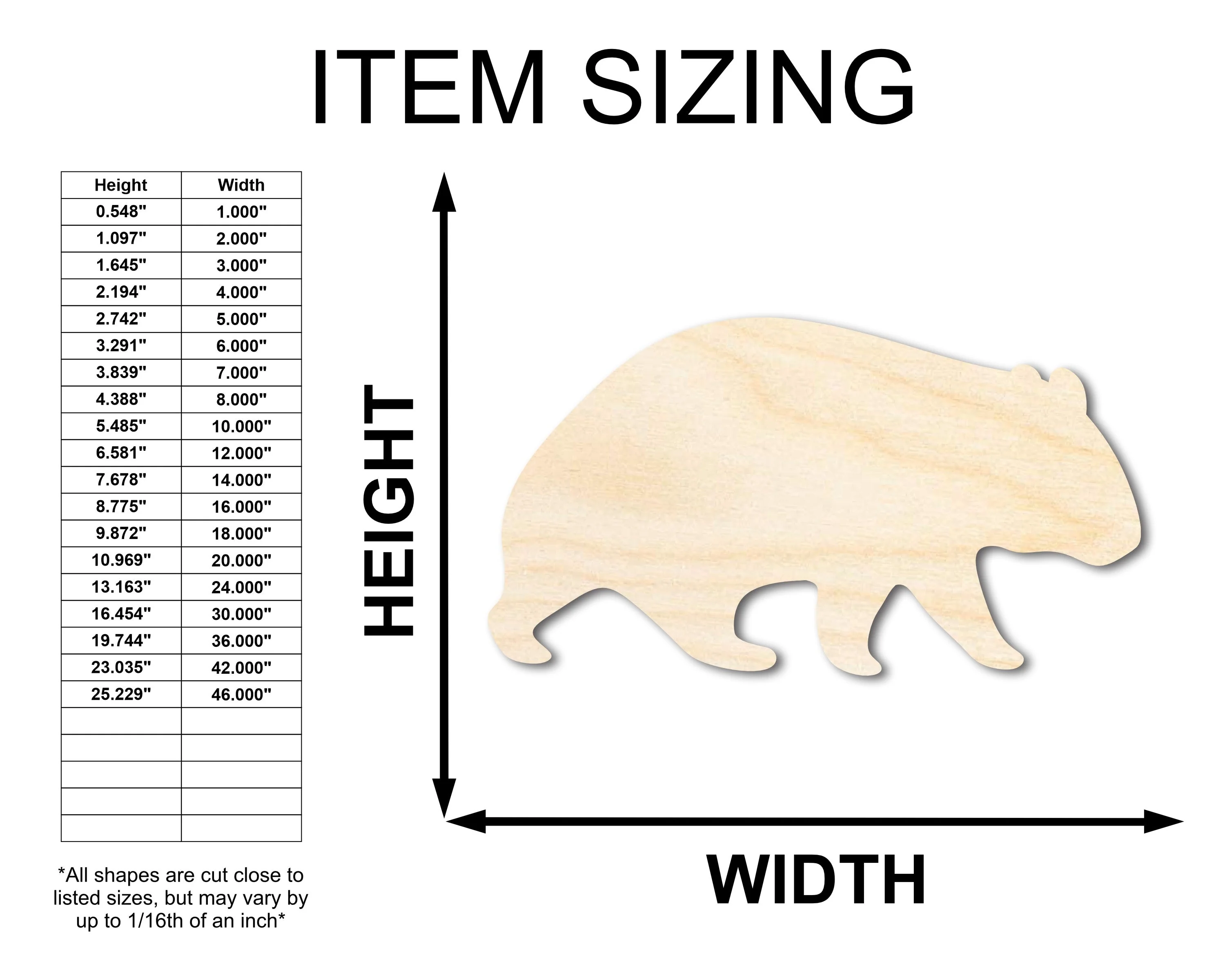 Unfinished Wood Wombat Shape - Craft - up to 46" DIY - Image 2