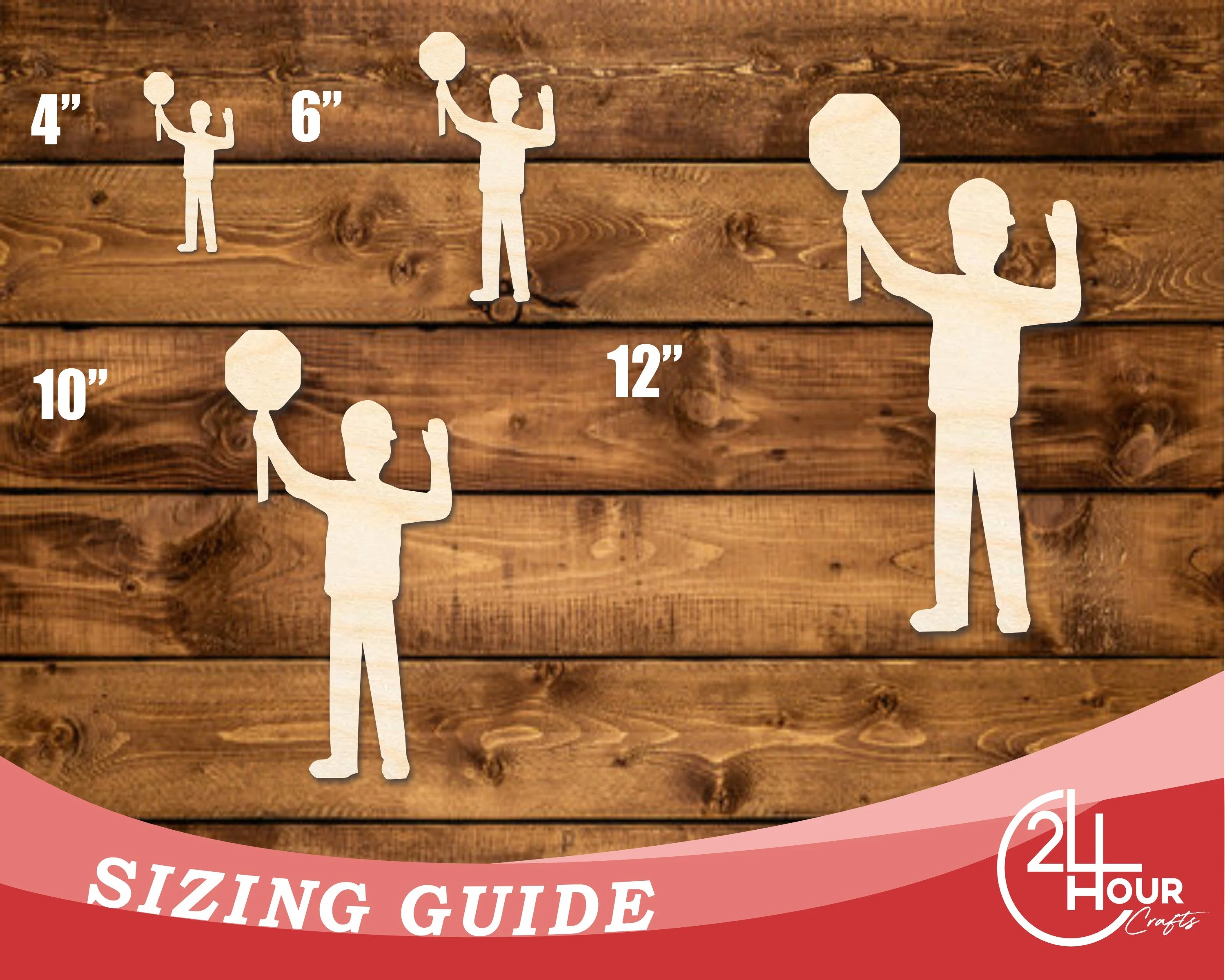 Unfinished Wood Worker With Sign Shape | DIY Craft Cutout | up to 46" DIY - Image 3