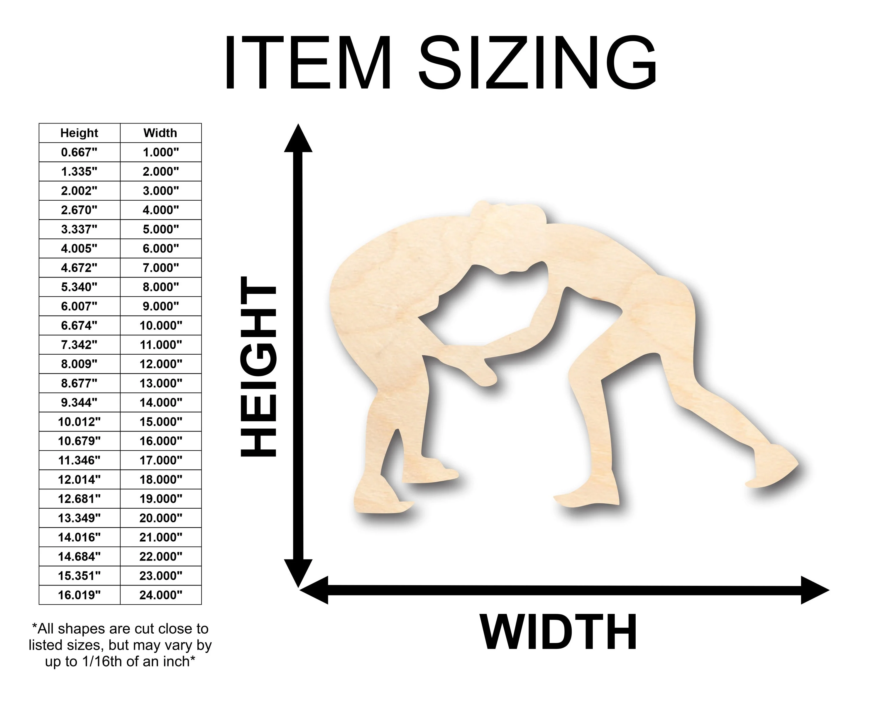 Unfinished Wood Wrestlers Shape - Craft - up to 46" DIY - Image 2