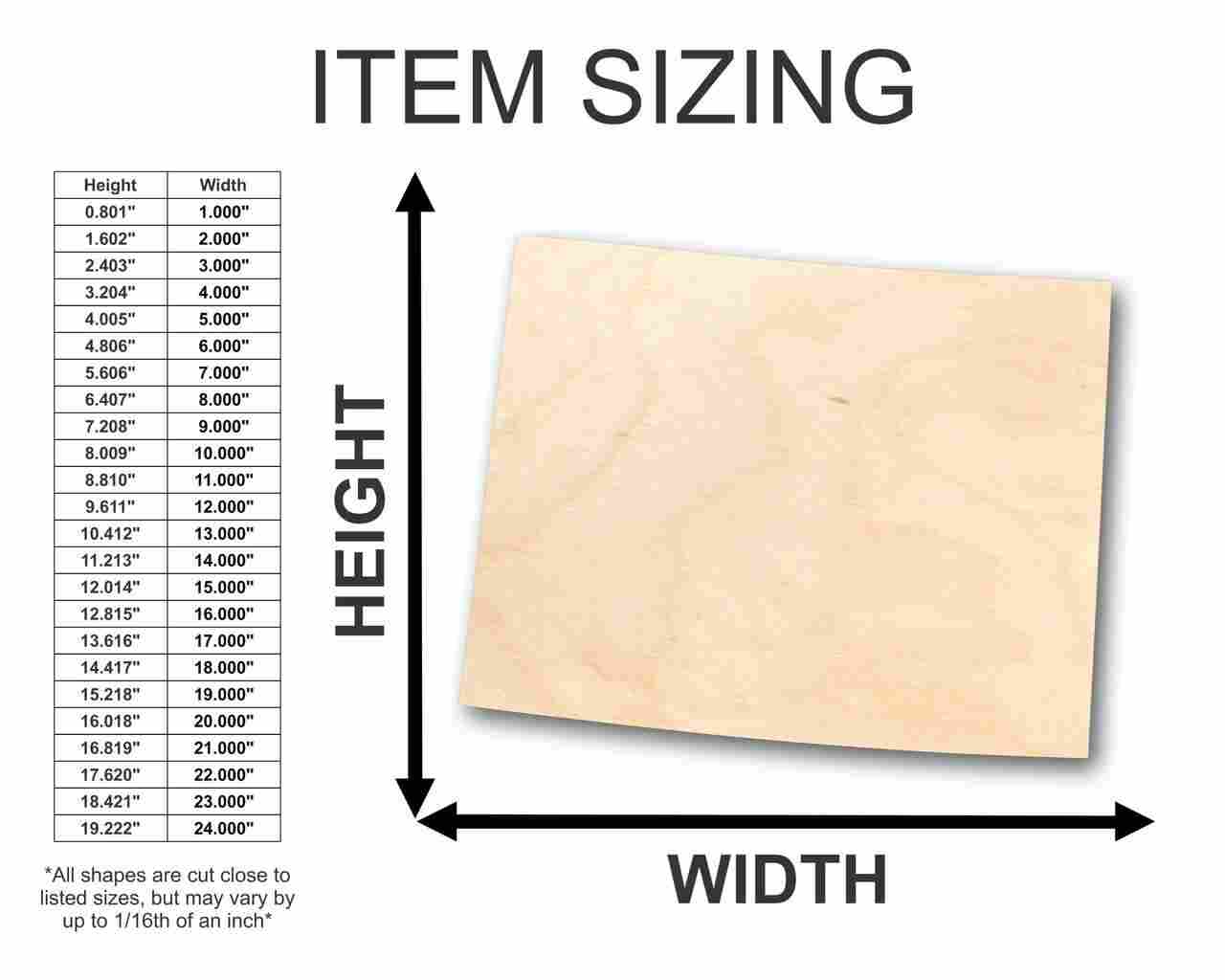 Unfinished Wood Wyoming Shape - State - Craft - up to 46" DIY - Image 2