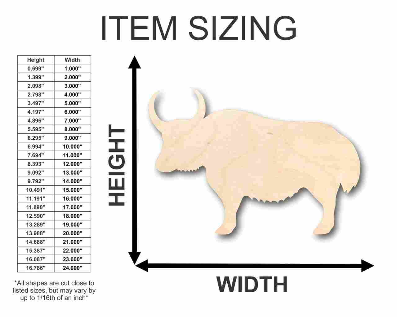 Unfinished Wood Yak Shape - Animal - Craft - up to 46" DIY - Image 2