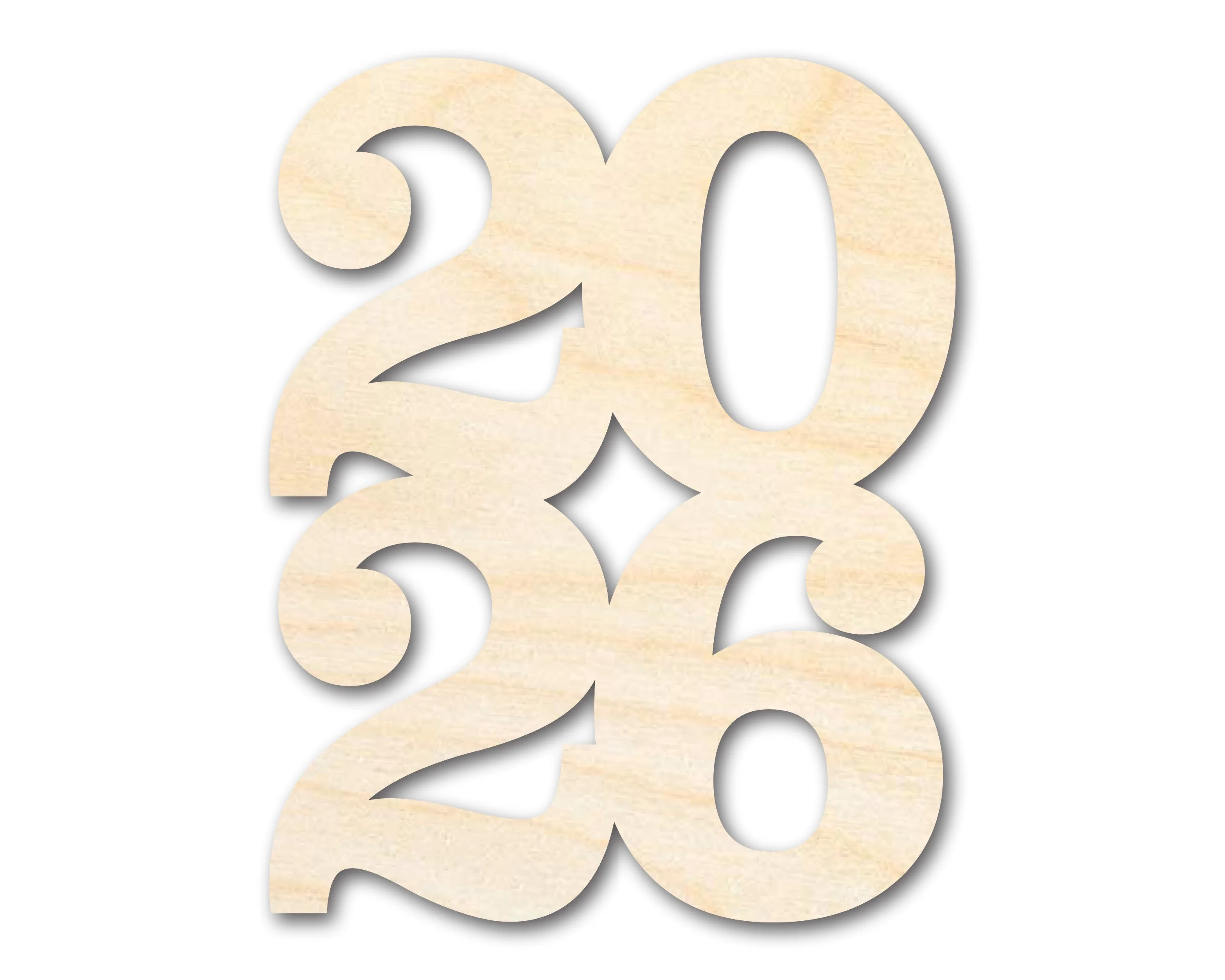 Unfinished Wood Year 2026 Shape | DIY Craft Cutout | up to 46" DIY