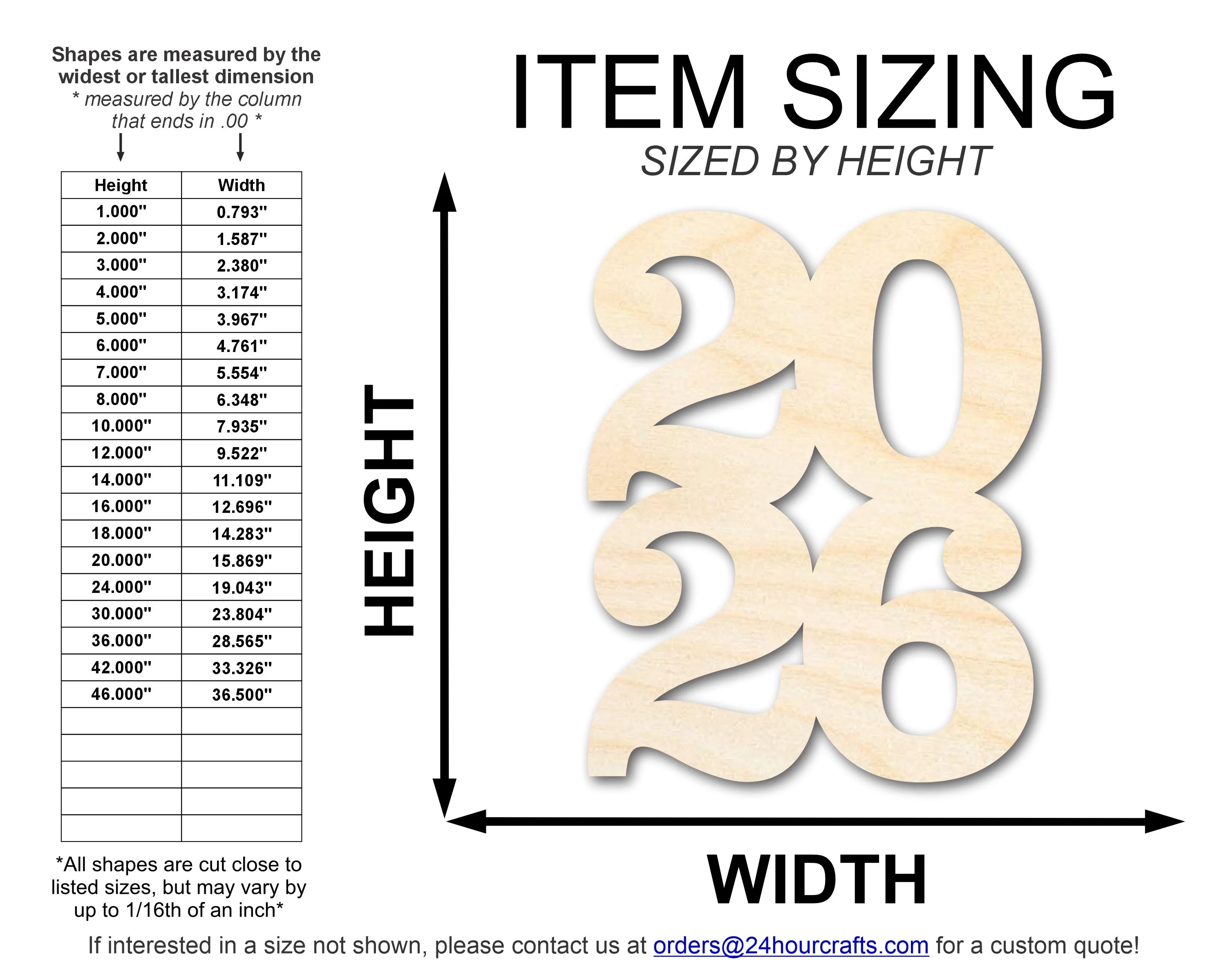 Unfinished Wood Year 2026 Shape | DIY Craft Cutout | up to 46" DIY - Image 2