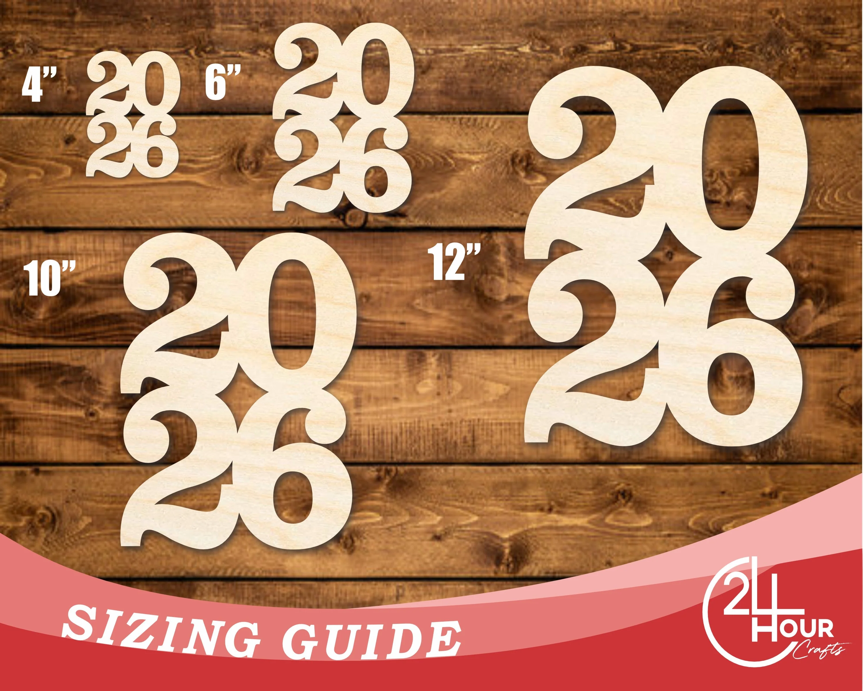 Unfinished Wood Year 2026 Shape | DIY Craft Cutout | up to 46" DIY - Image 3