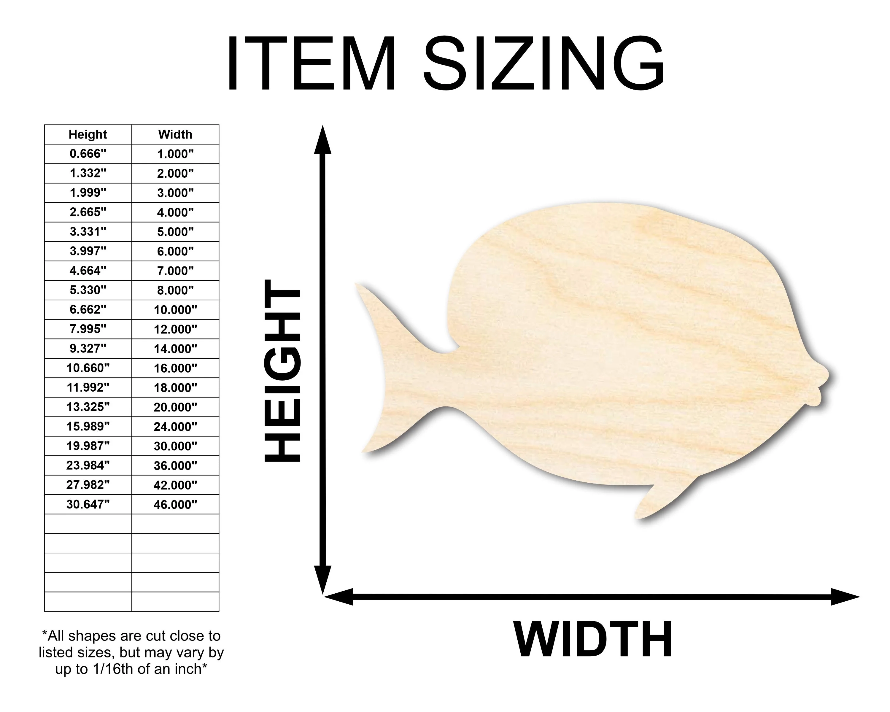 Unfinished Wood Yellow Tang Shape - Craft - up to 46" - Image 2