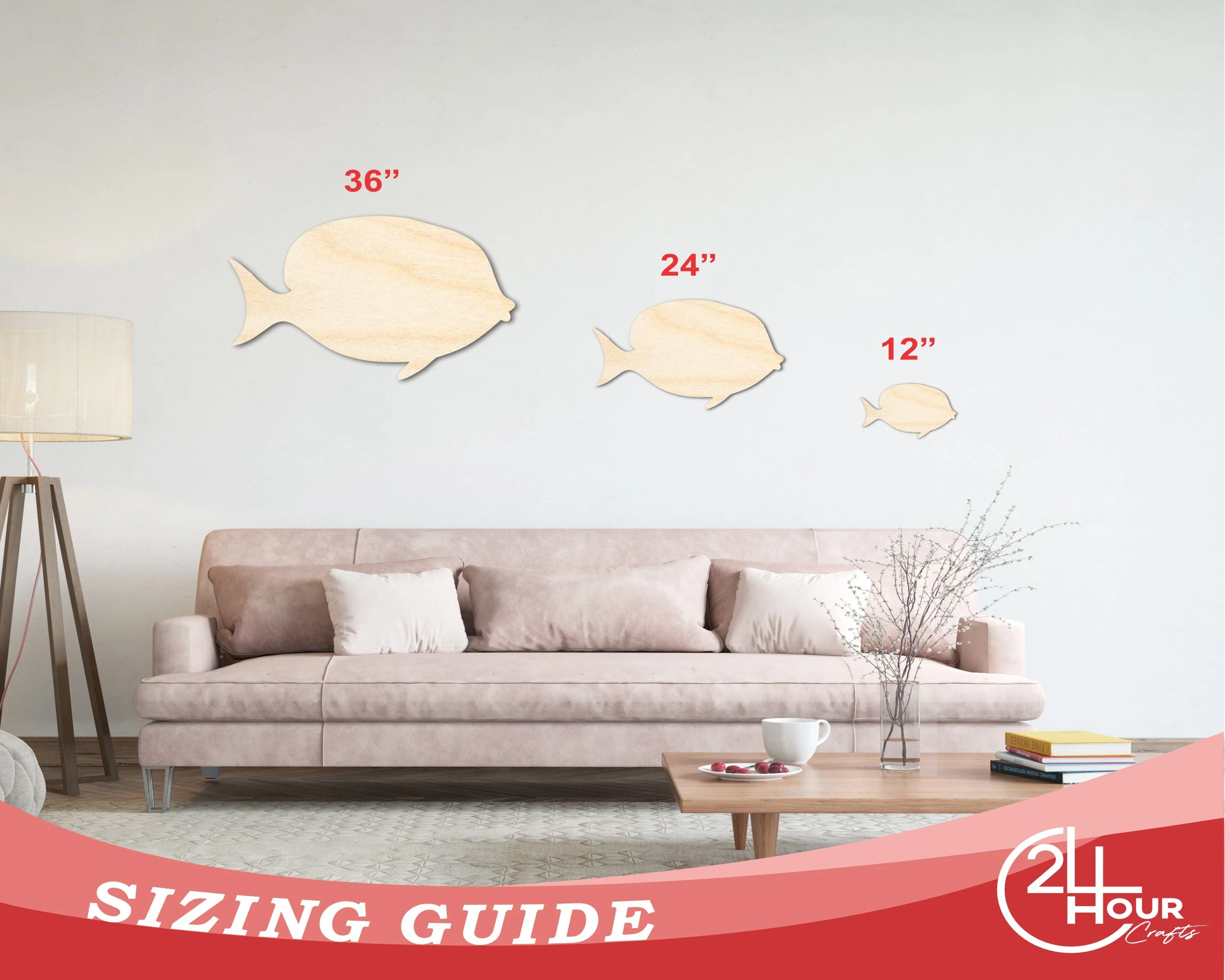 Unfinished Wood Yellow Tang Shape - Craft - up to 46" - Image 3