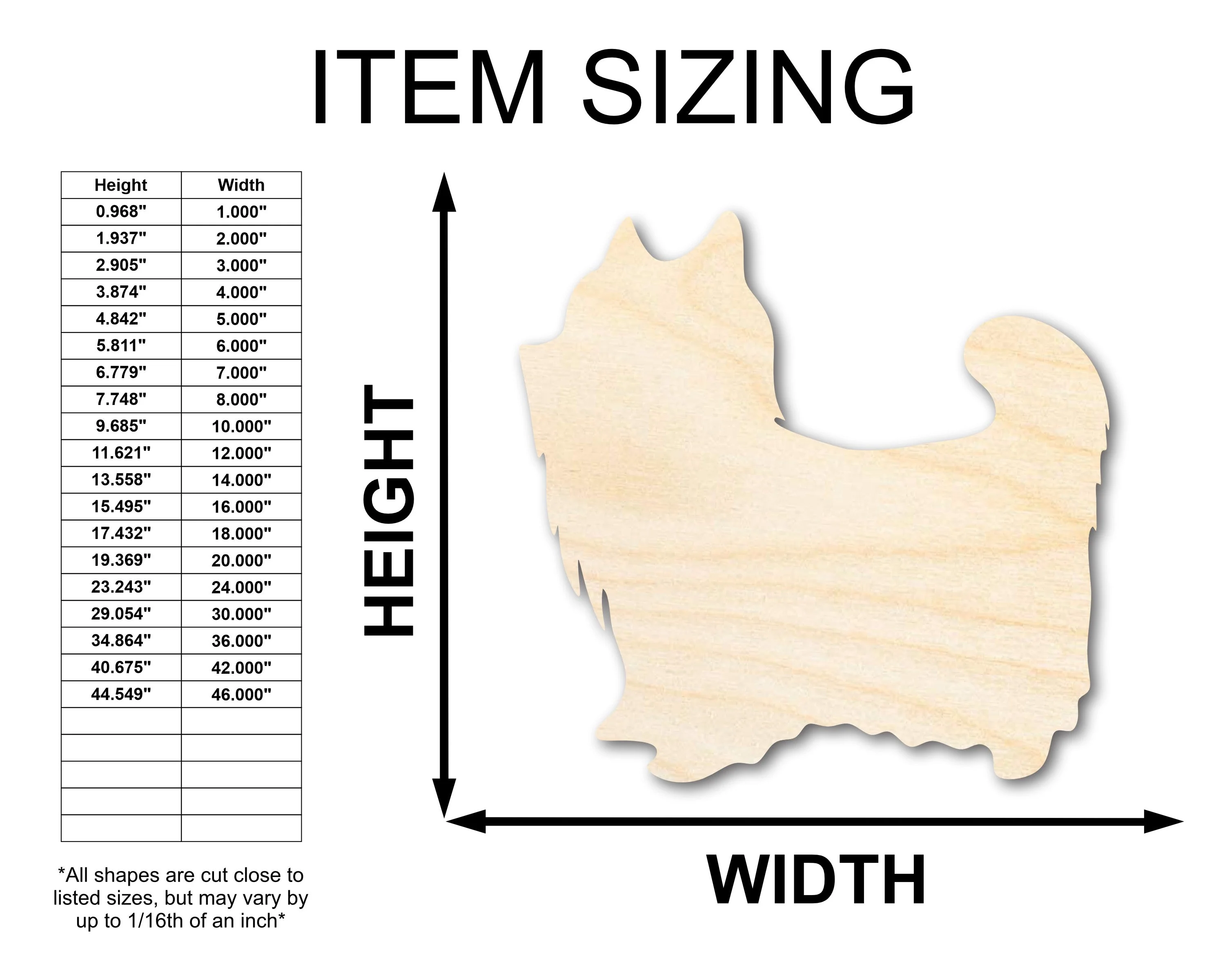 Unfinished Wood Yorkshire Terrier Shape - up to 46" - Image 2