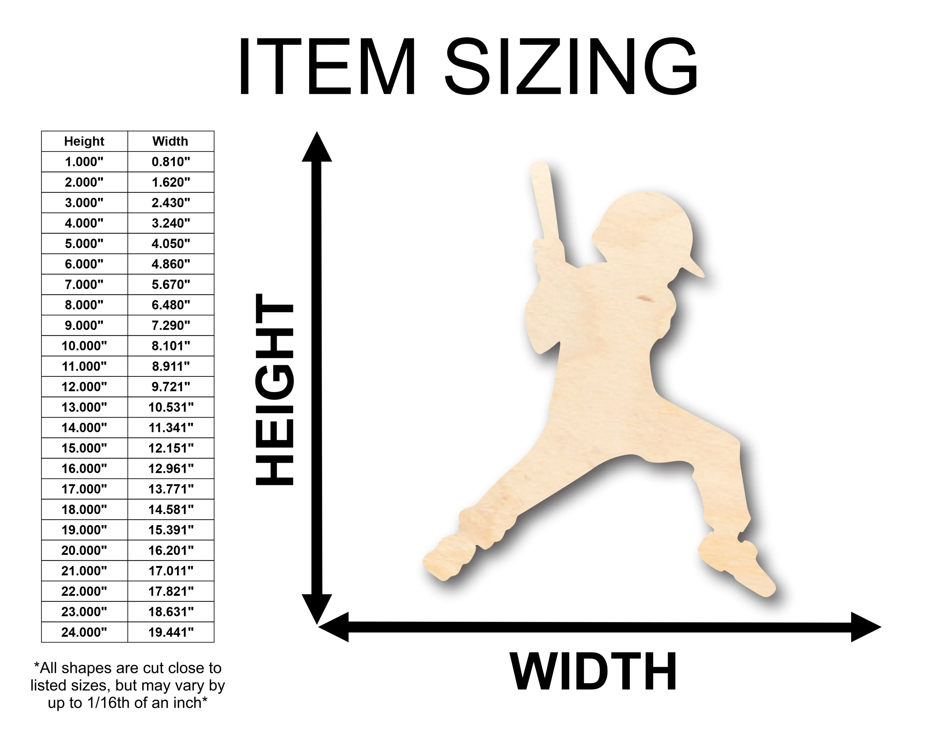 Unfinished Wood Youth Baseball Shape - Craft - up to 46" DIY - Image 2