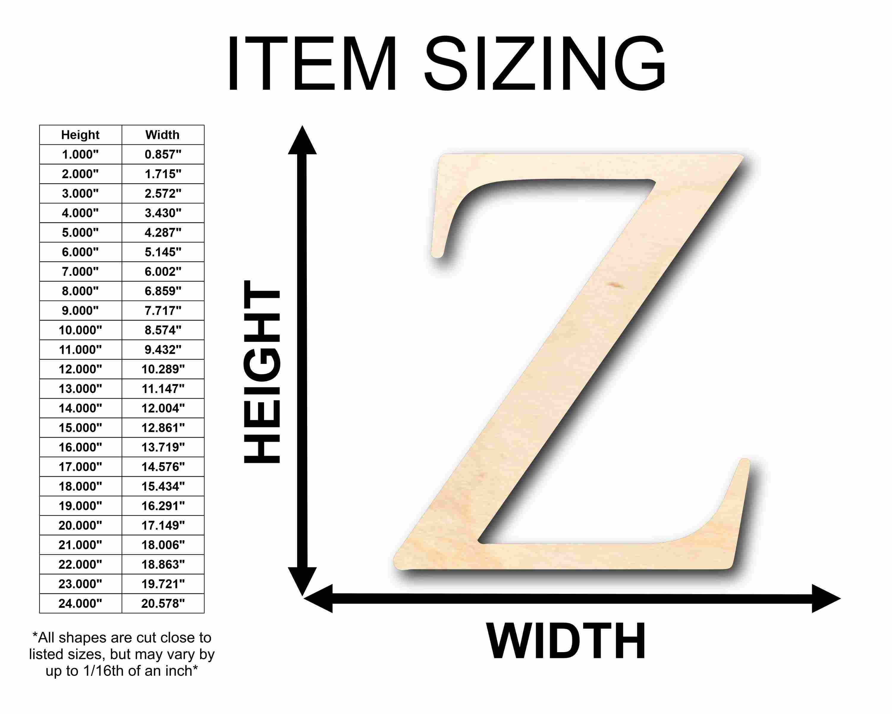 Unfinished Wood Zeta Silhouette - Craft- up to 46" DIY - Image 2
