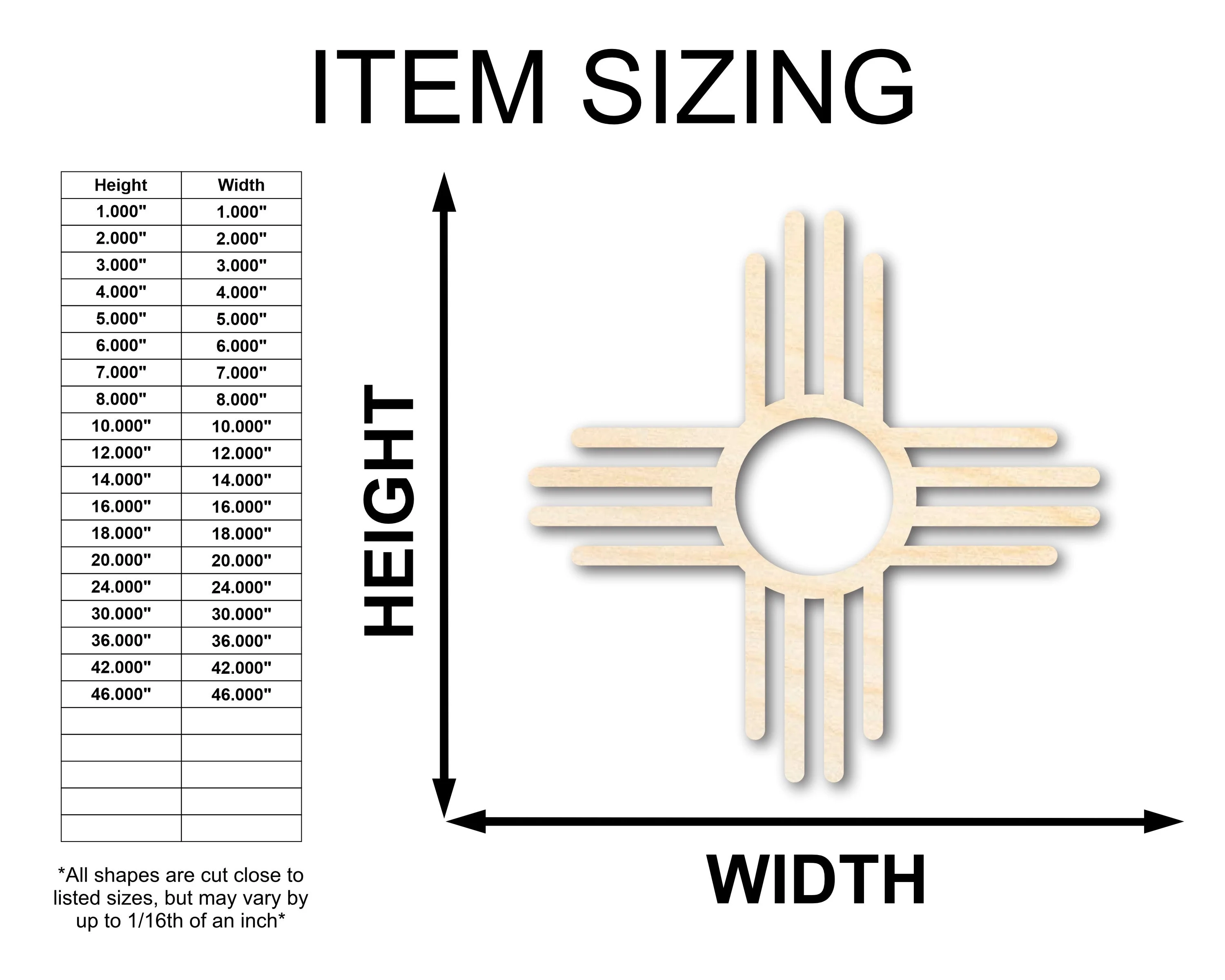 Unfinished Wood Zia Shape - Craft - up to 46" DIY - Image 2