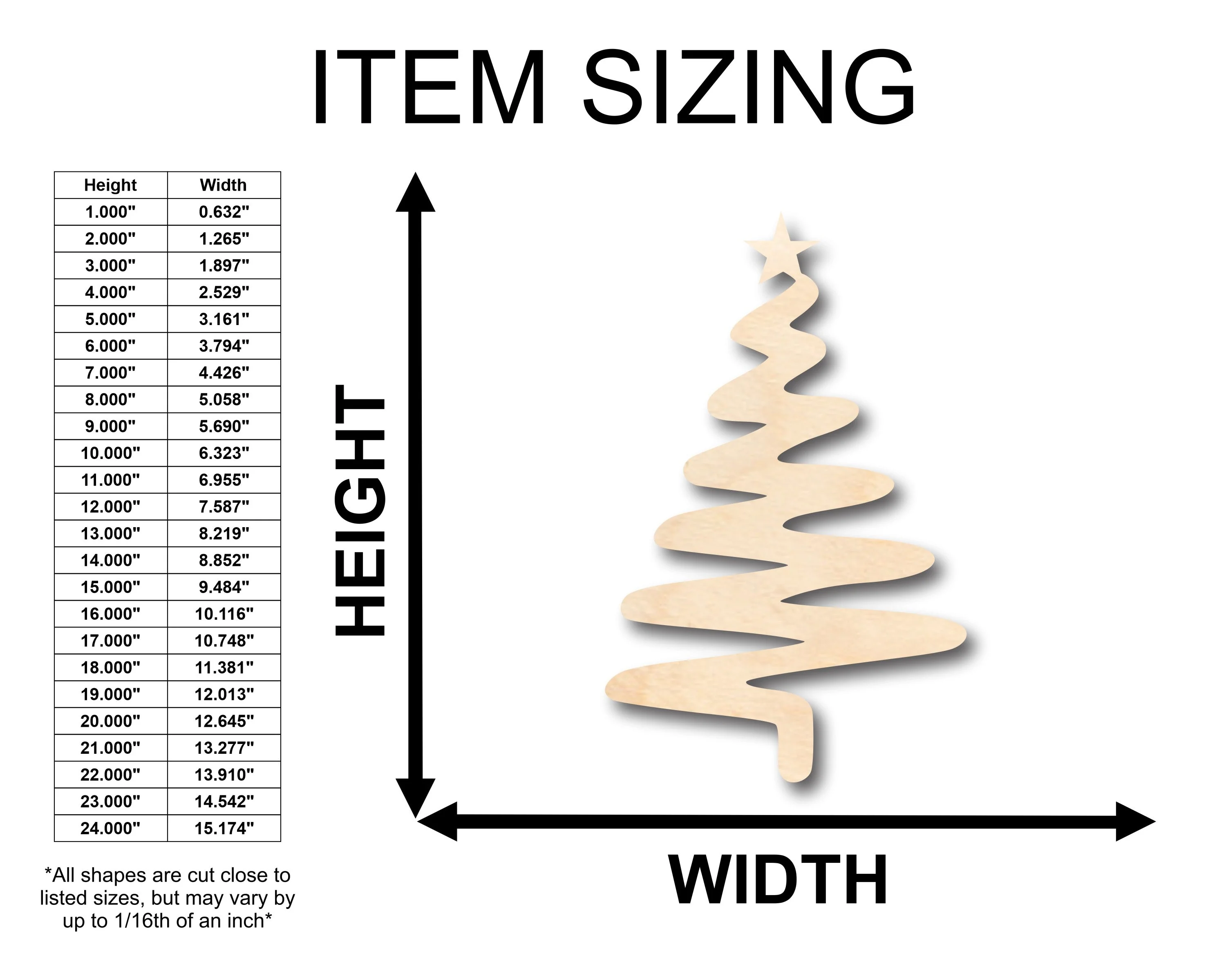 Unfinished Wood Zig Zag Tree Shape - Craft - up to 46" DIY - Image 2