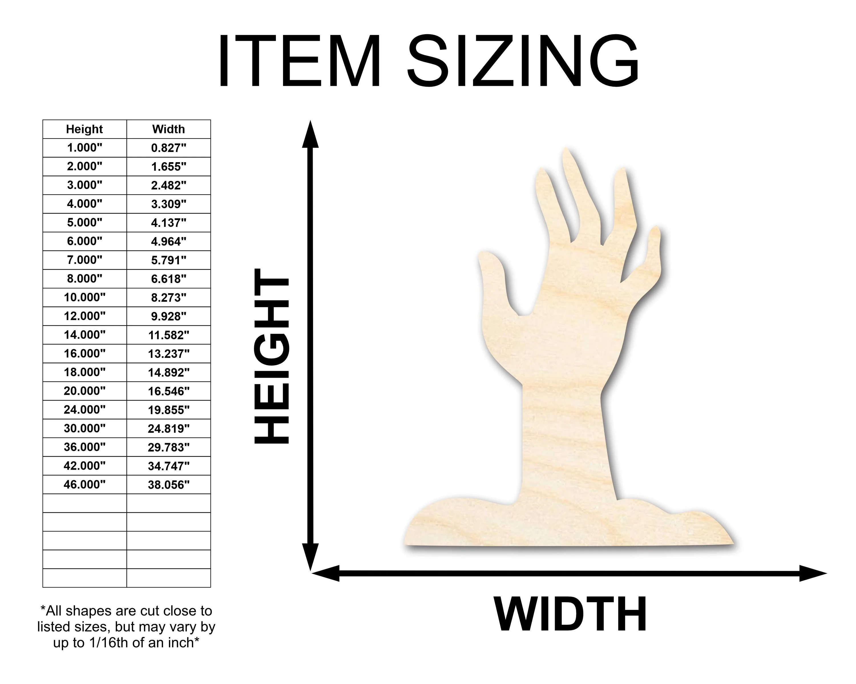 Unfinished Wood Zombie Hand Shape - Craft - up to 46" - Image 2